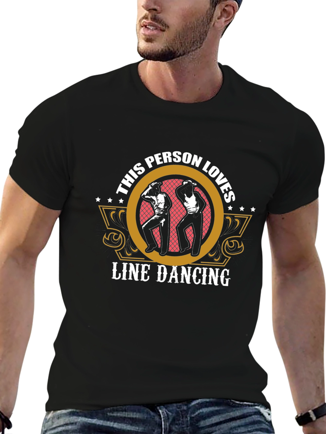 Line Dancing Enthusiast Graphic Tee - Black