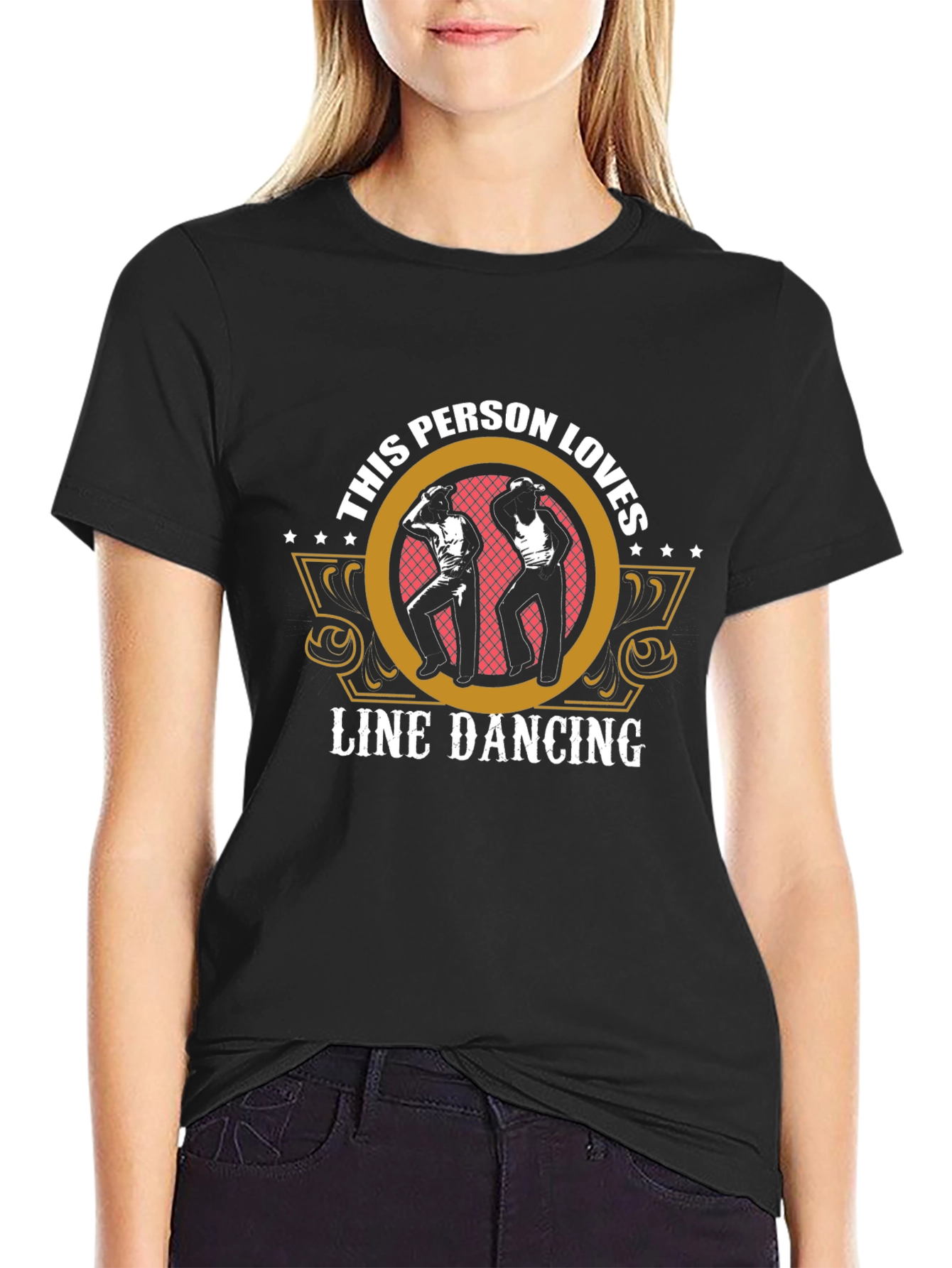 Line Dancing Enthusiast Graphic Tee - Black