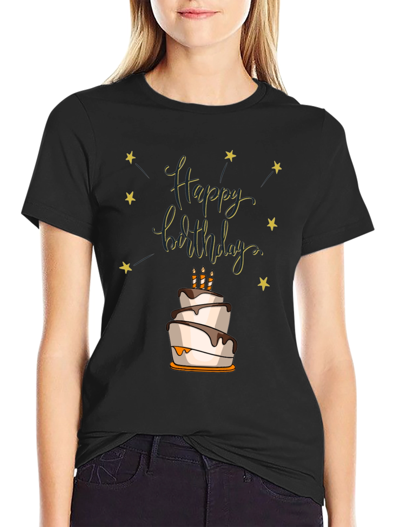 Happy Birthday Cake Graphic T-Shirt