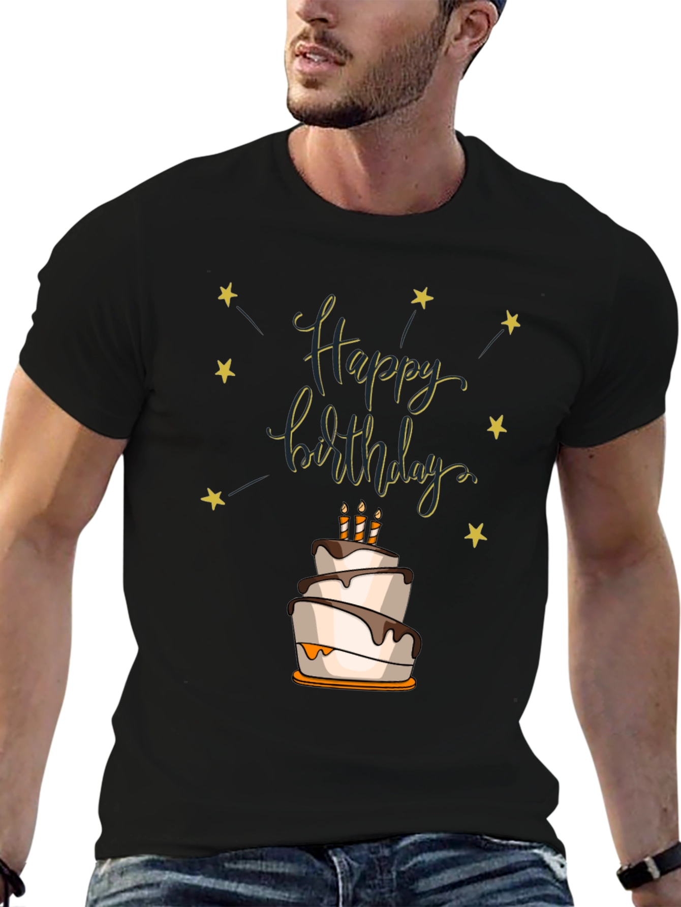 Happy Birthday Cake Graphic T-Shirt