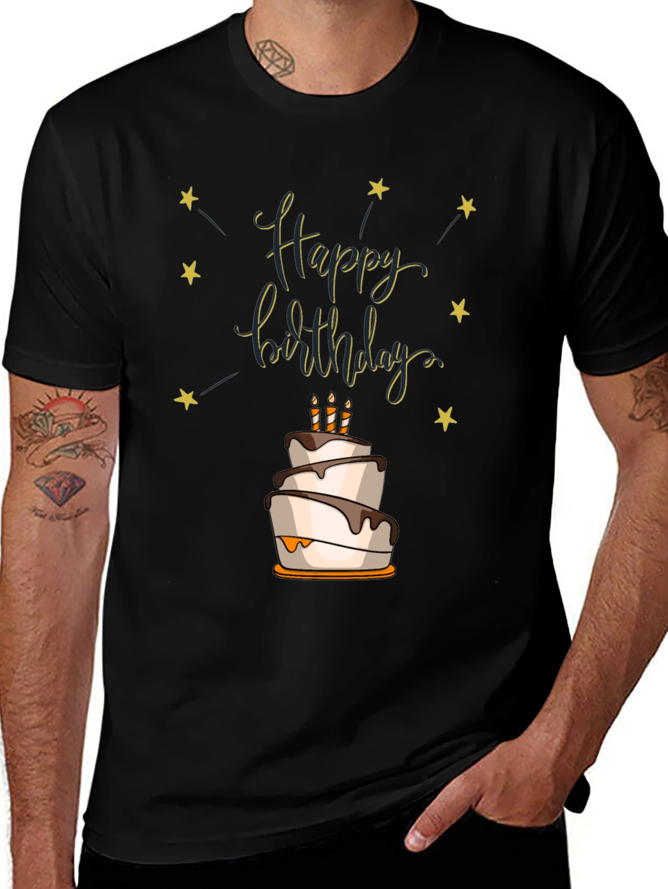 Happy Birthday Cake Graphic T-Shirt