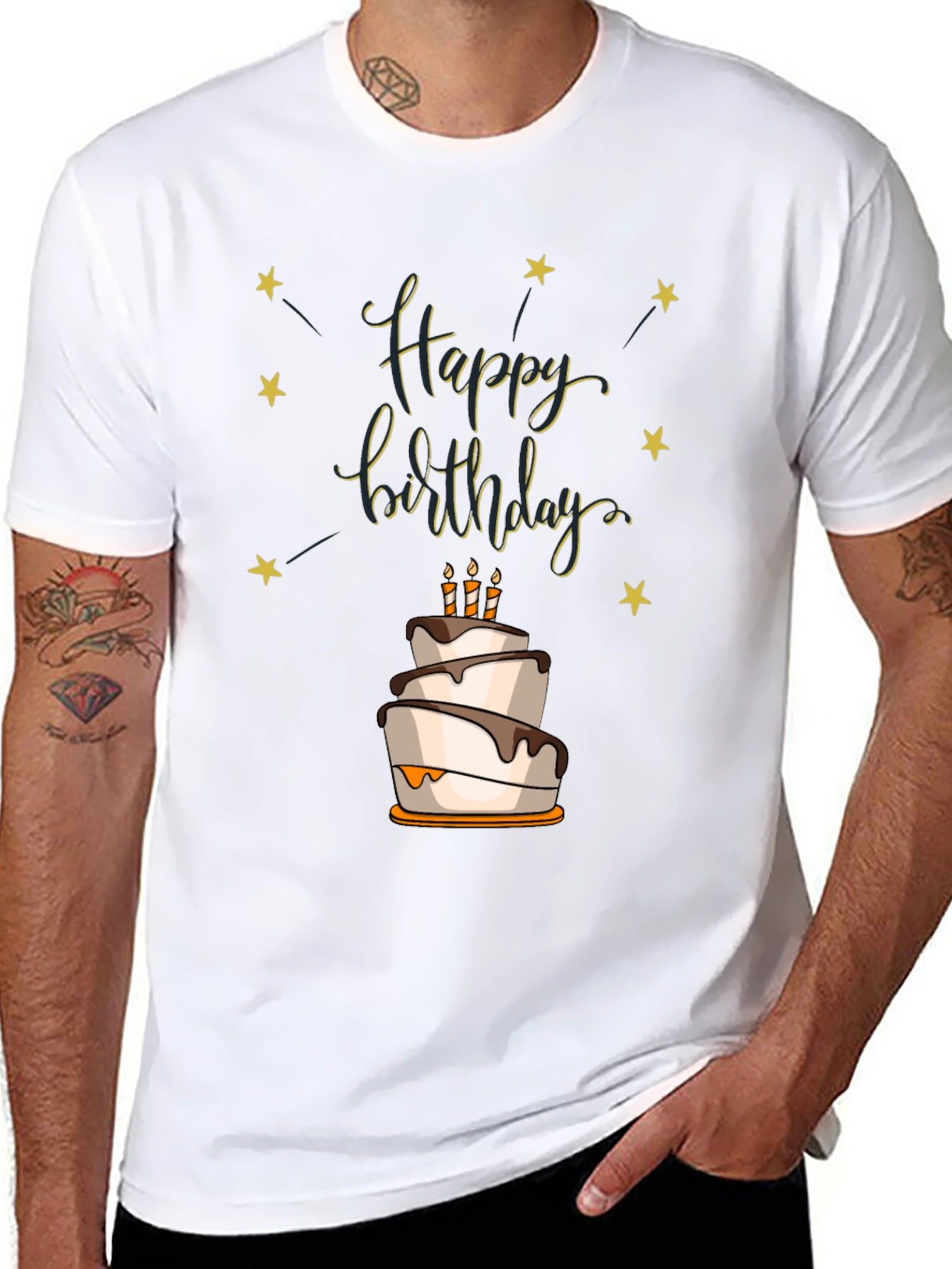 Happy Birthday Cake Graphic T-Shirt