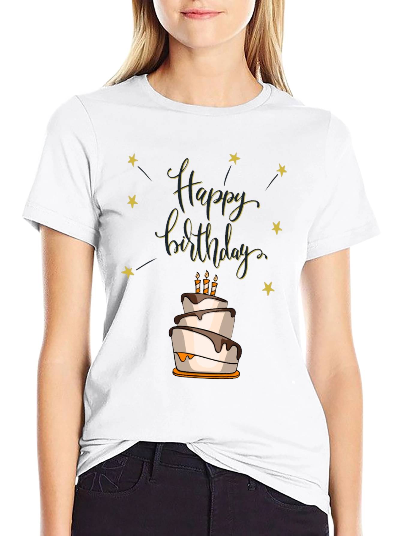 Happy Birthday Cake Graphic T-Shirt