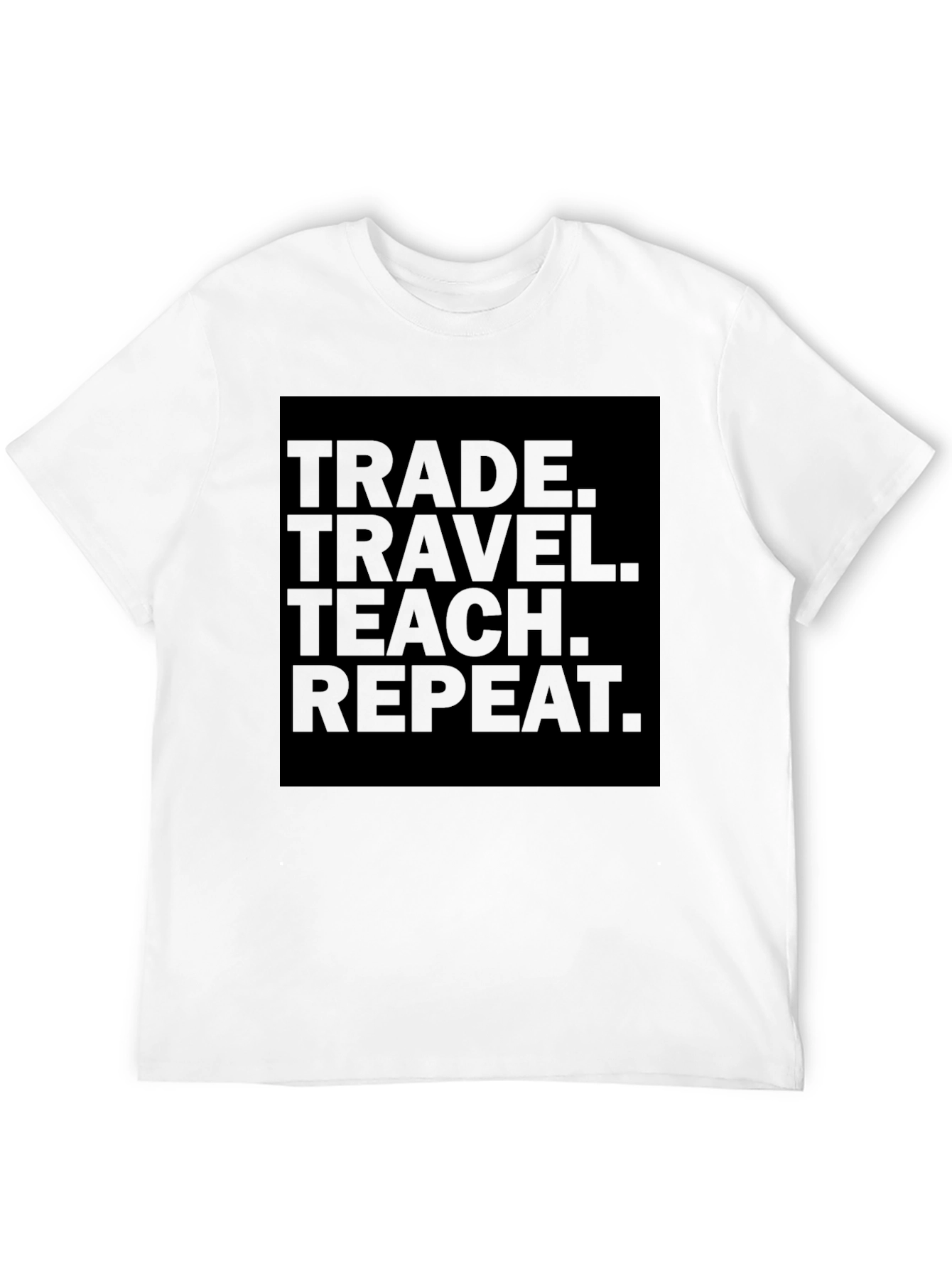 Trade Travel Teach Repeat Black Graphic T-Shirt