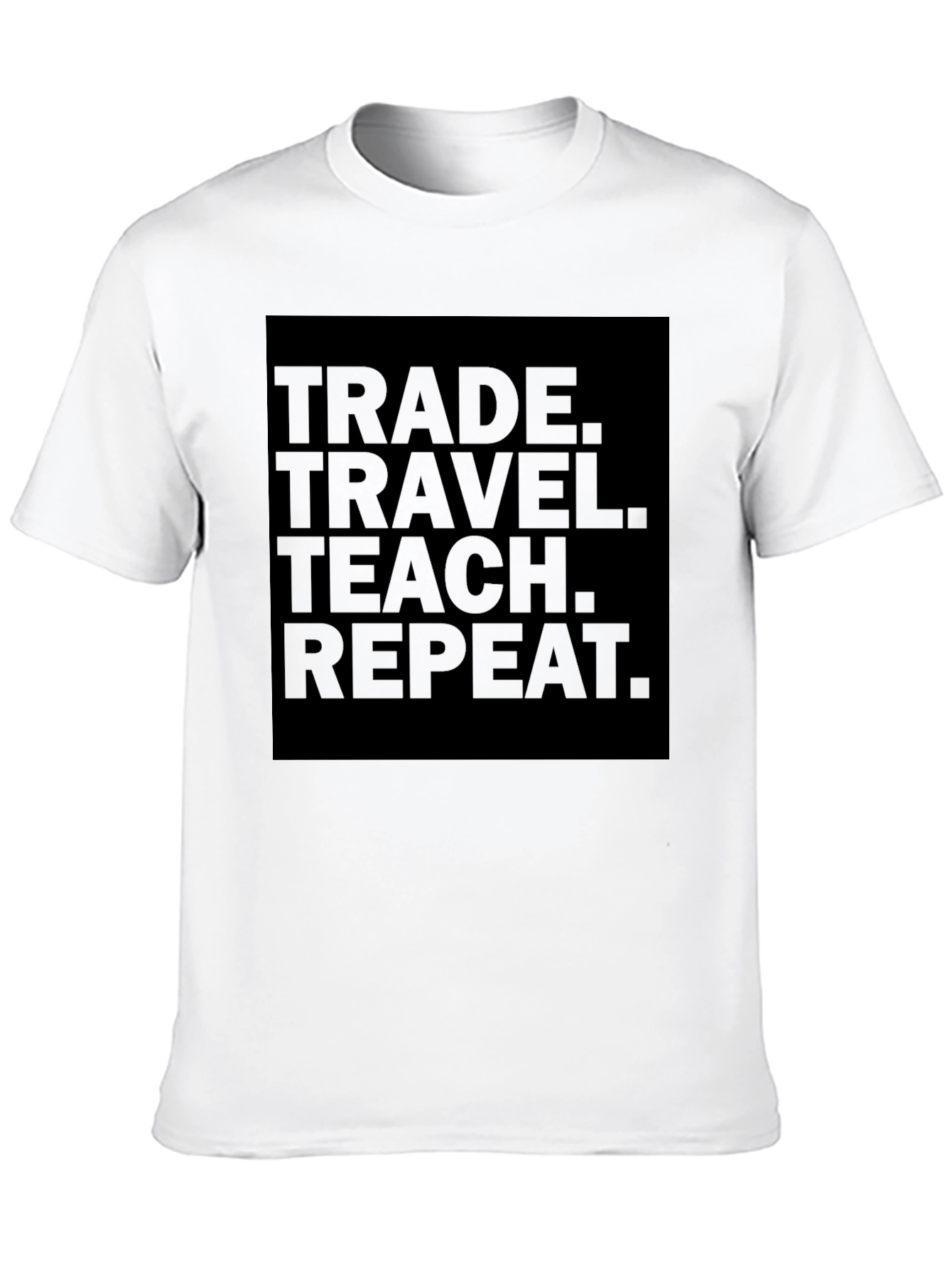 Trade Travel Teach Repeat Black Graphic T-Shirt