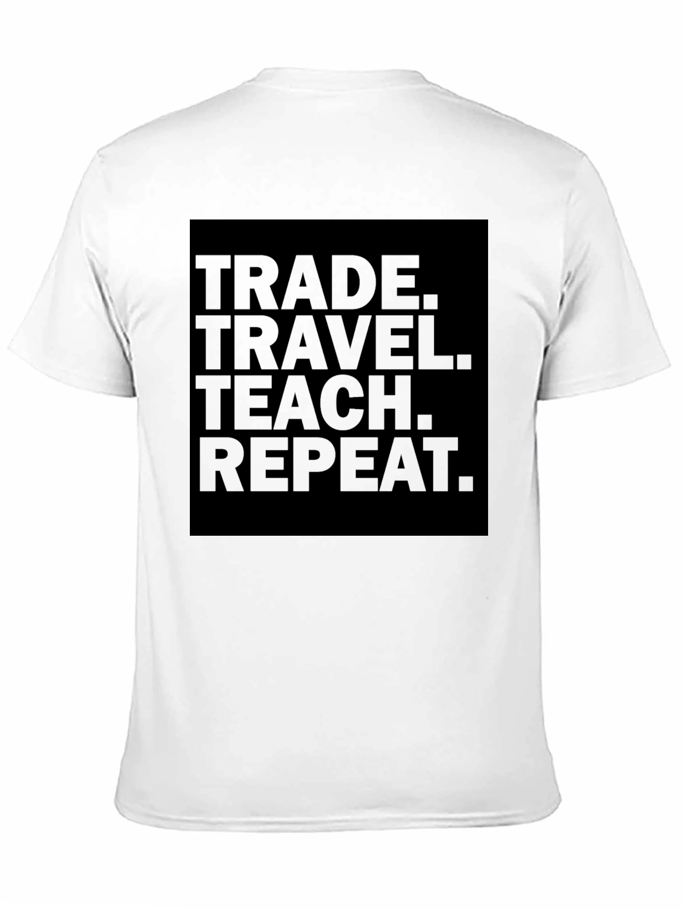 Trade Travel Teach Repeat Black Graphic T-Shirt