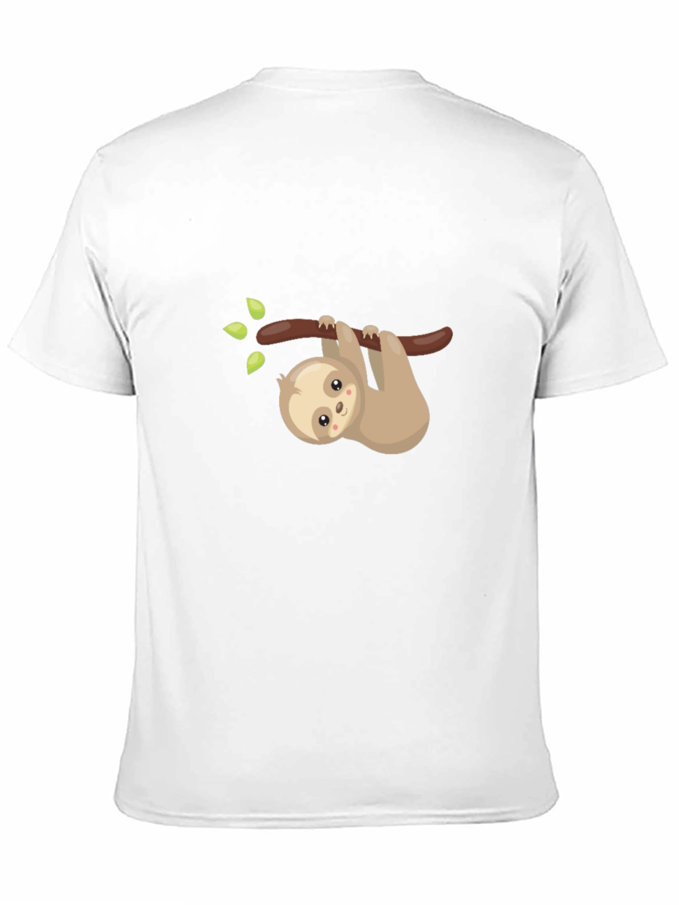 Cute Sloth On Branch Graphic Tee - Black Cotton