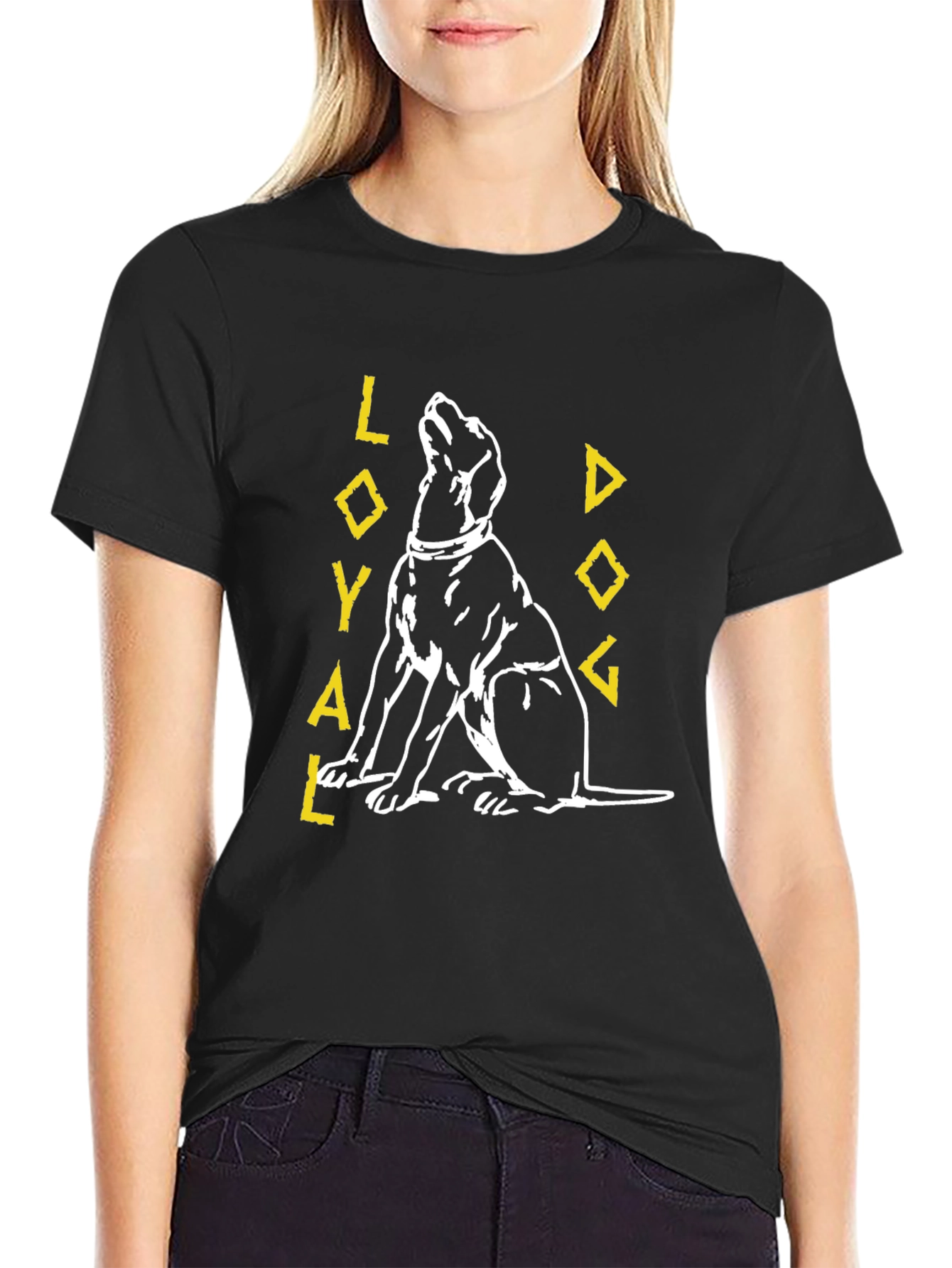 Loyal Dog Graphic Tee - Black Cotton T-Shirt
