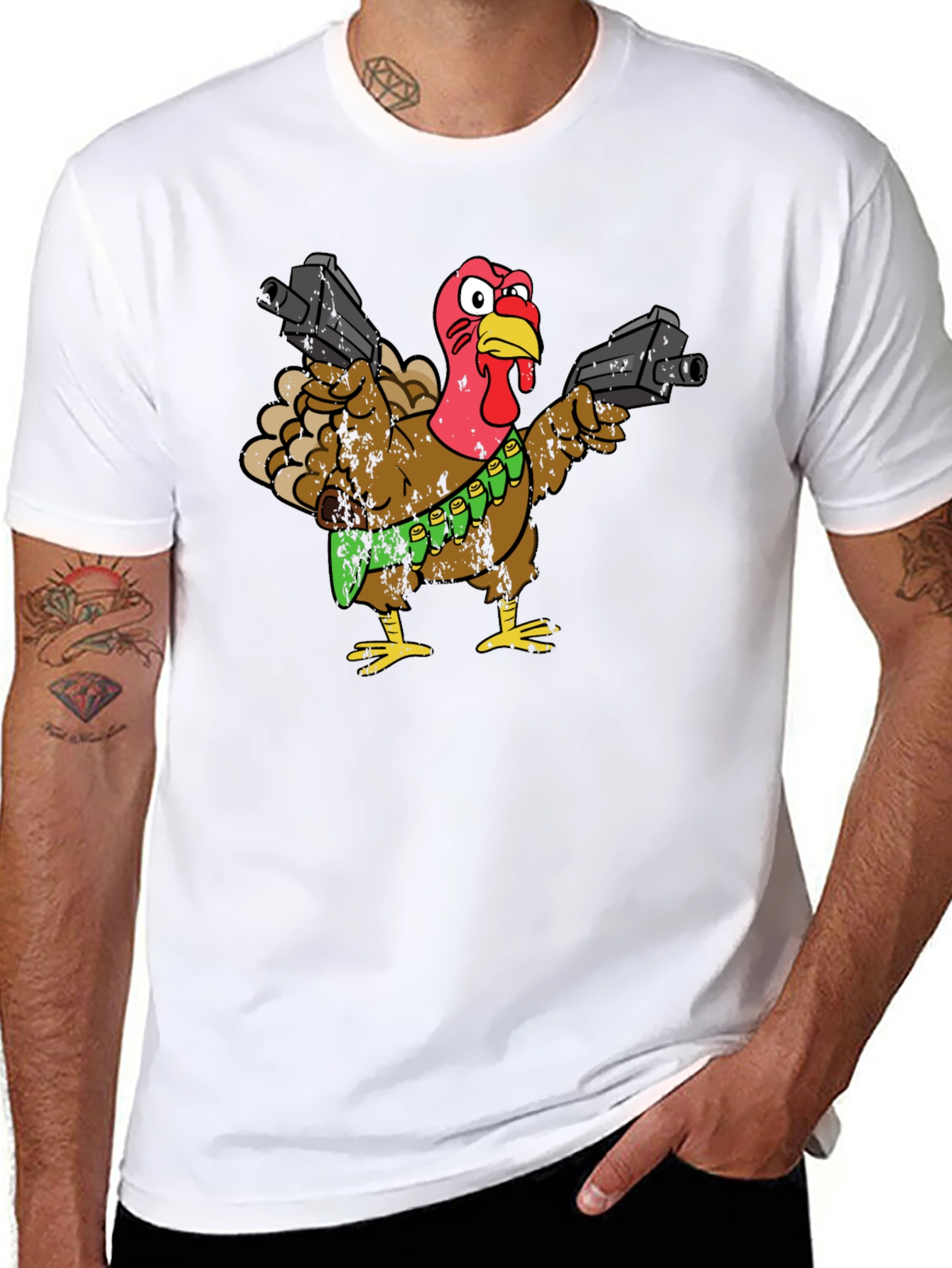 Armed Turkey T-Shirt - Thanksgiving Humor Tee