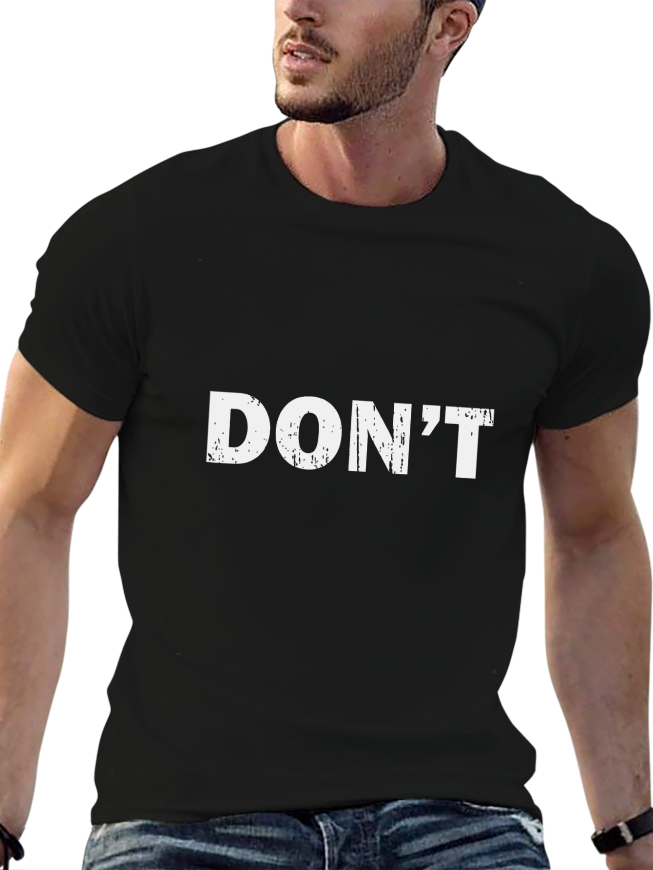 Distressed Graphic Tee - Dont Statement Shirt