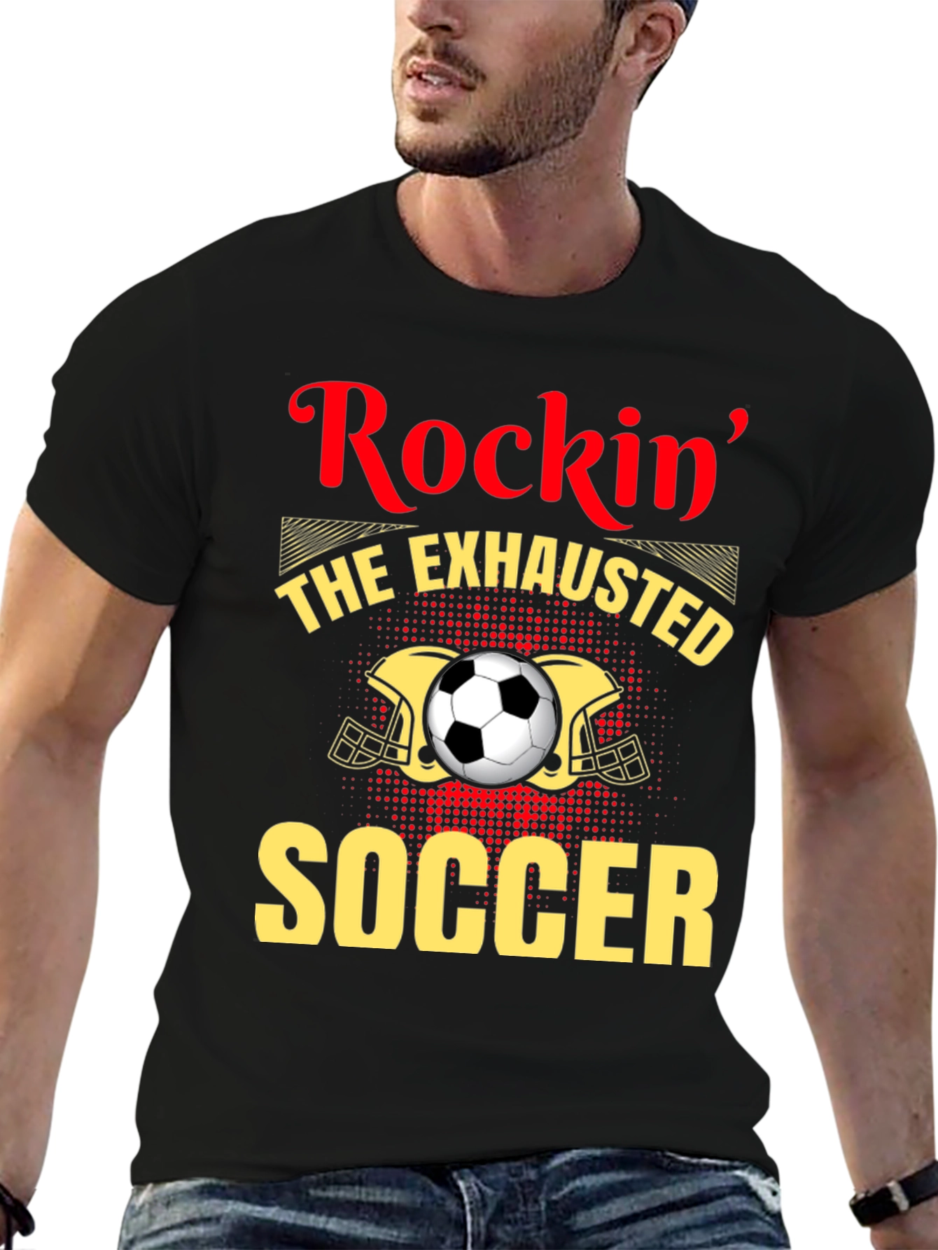 Rockin Exhausted Soccer Player Graphic Tee