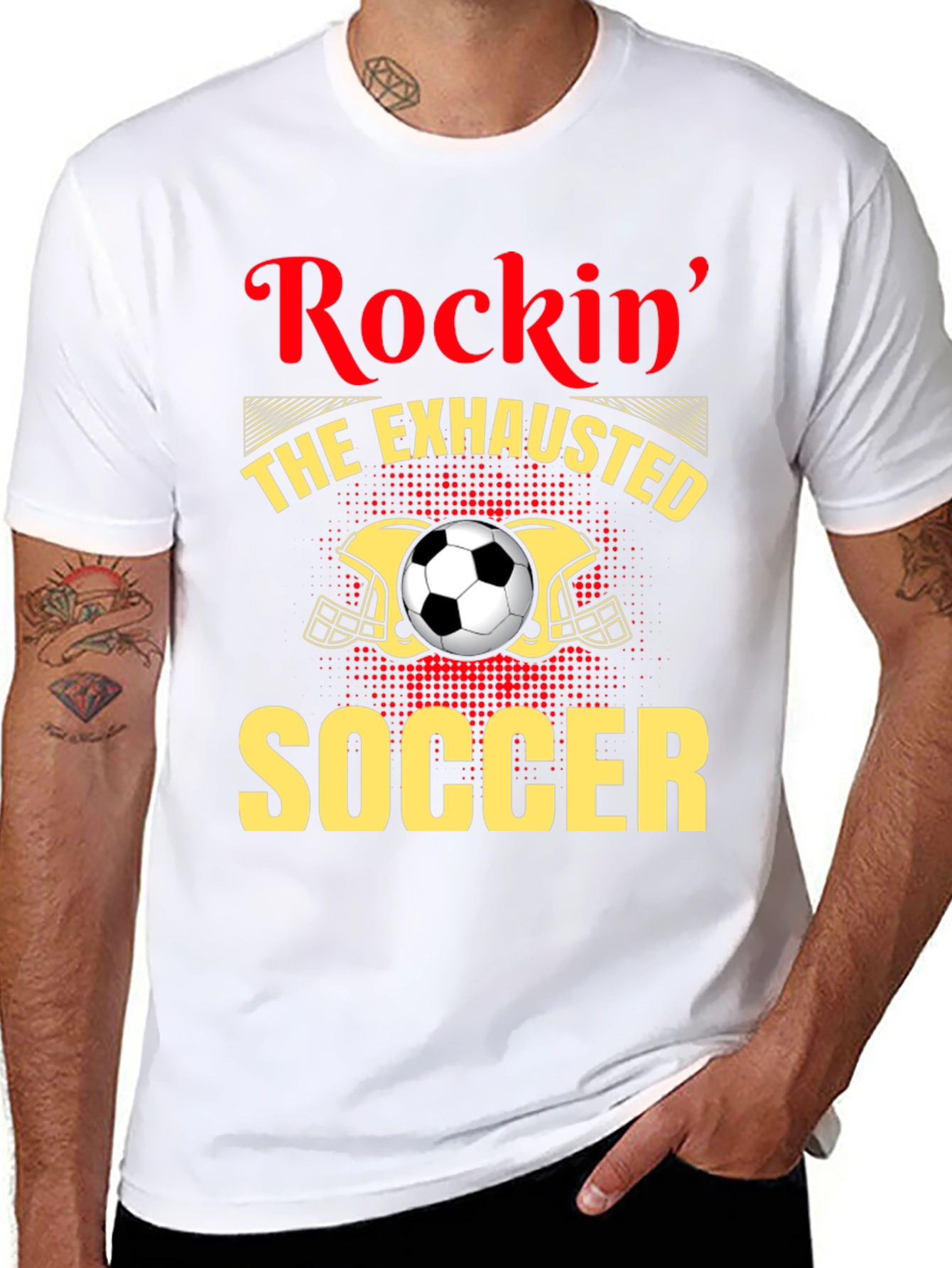 Rockin Exhausted Soccer Player Graphic Tee