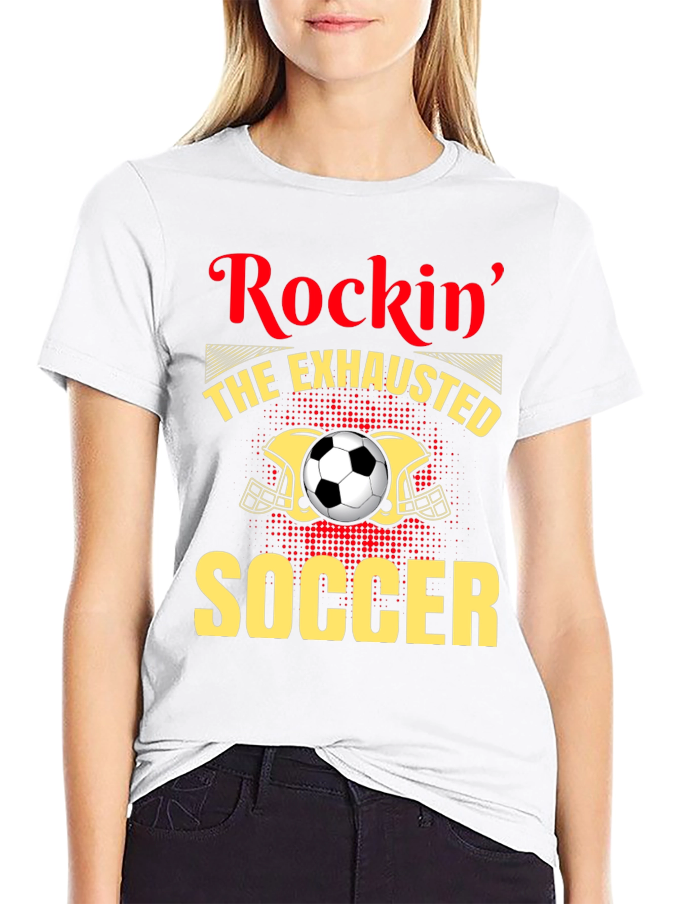 Rockin Exhausted Soccer Player Graphic Tee
