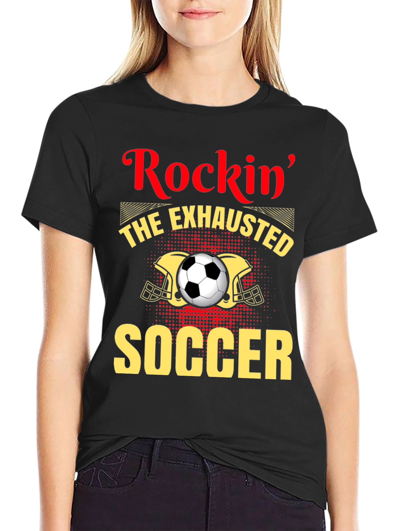 Rockin Exhausted Soccer Player Graphic Tee
