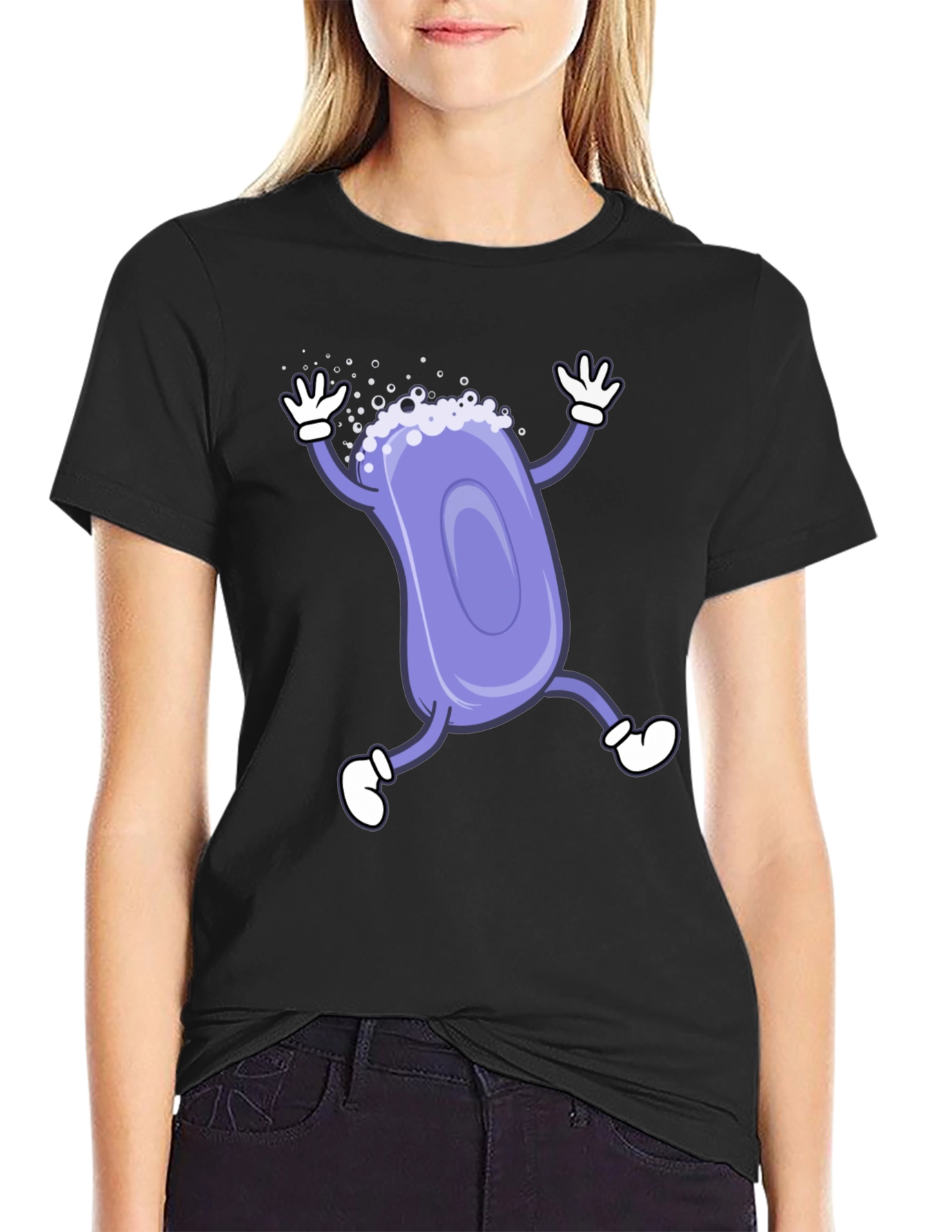 Funny Soap Cartoon Black T-Shirt