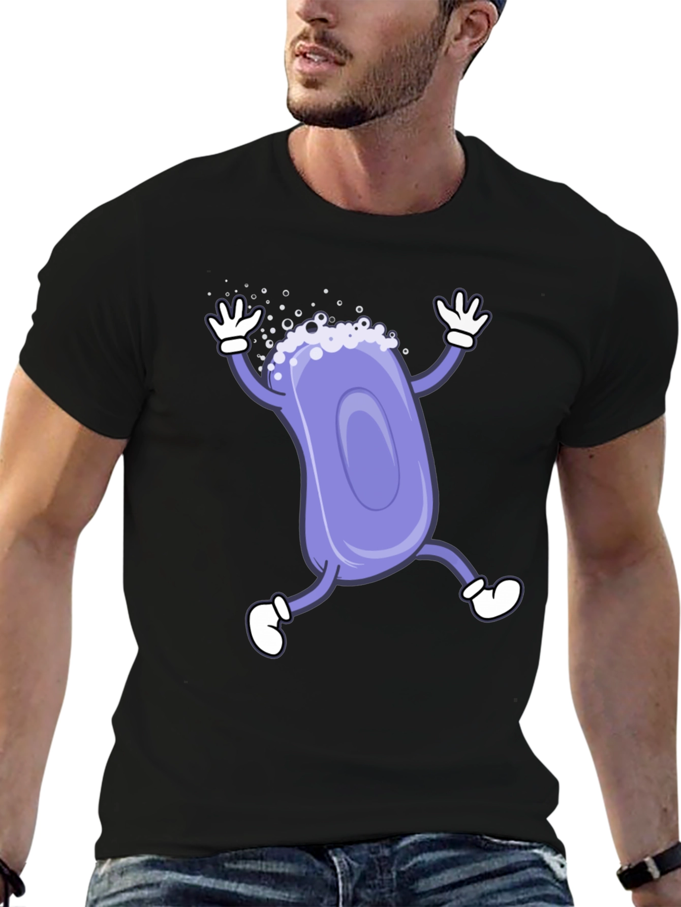 Funny Soap Cartoon Black T-Shirt