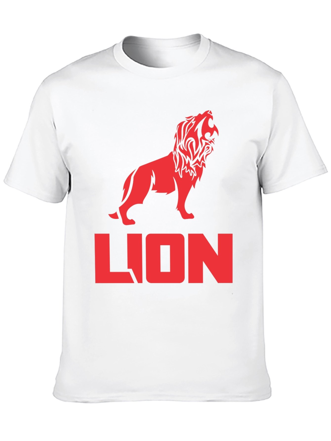 Lion Graphic Tee - Bold Red Print on Black