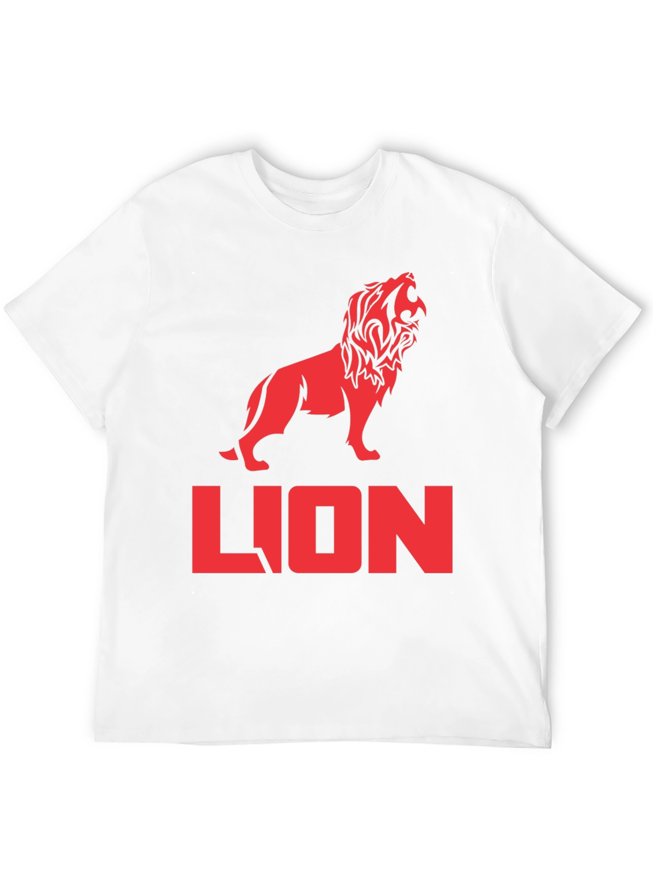 Lion Graphic Tee - Bold Red Print on Black