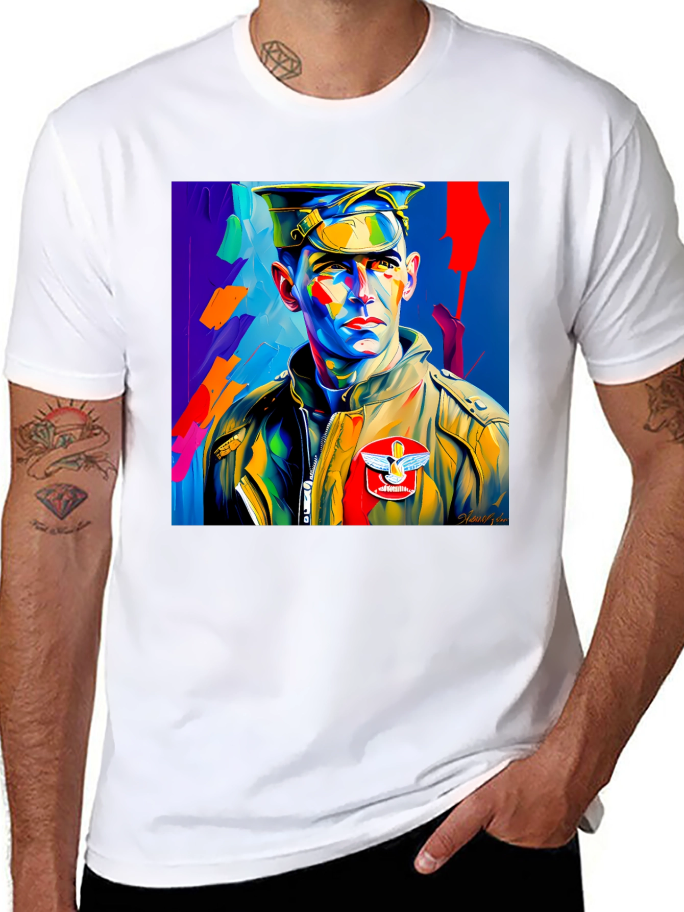 Pop Art Military Portrait Graphic Tee