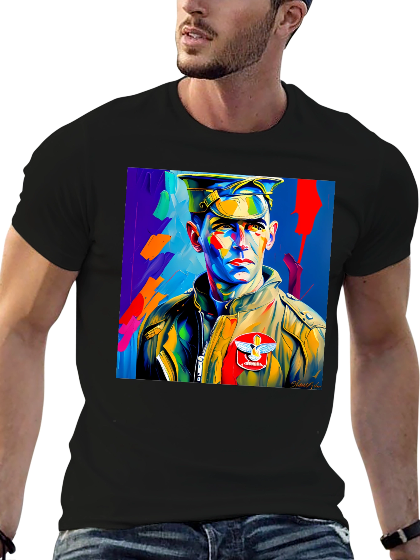 Pop Art Military Portrait Graphic Tee