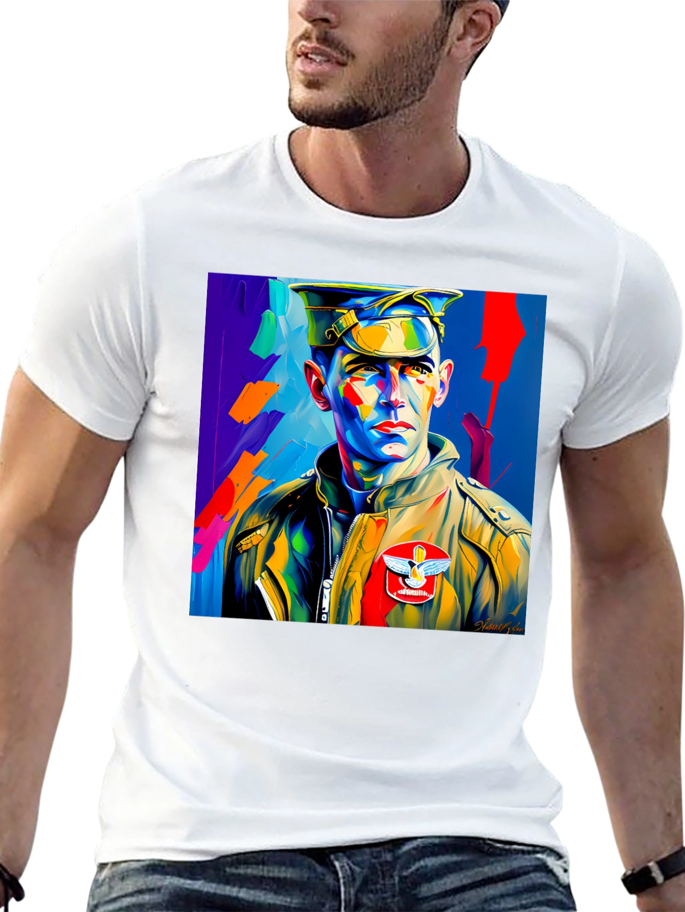 Pop Art Military Portrait Graphic Tee