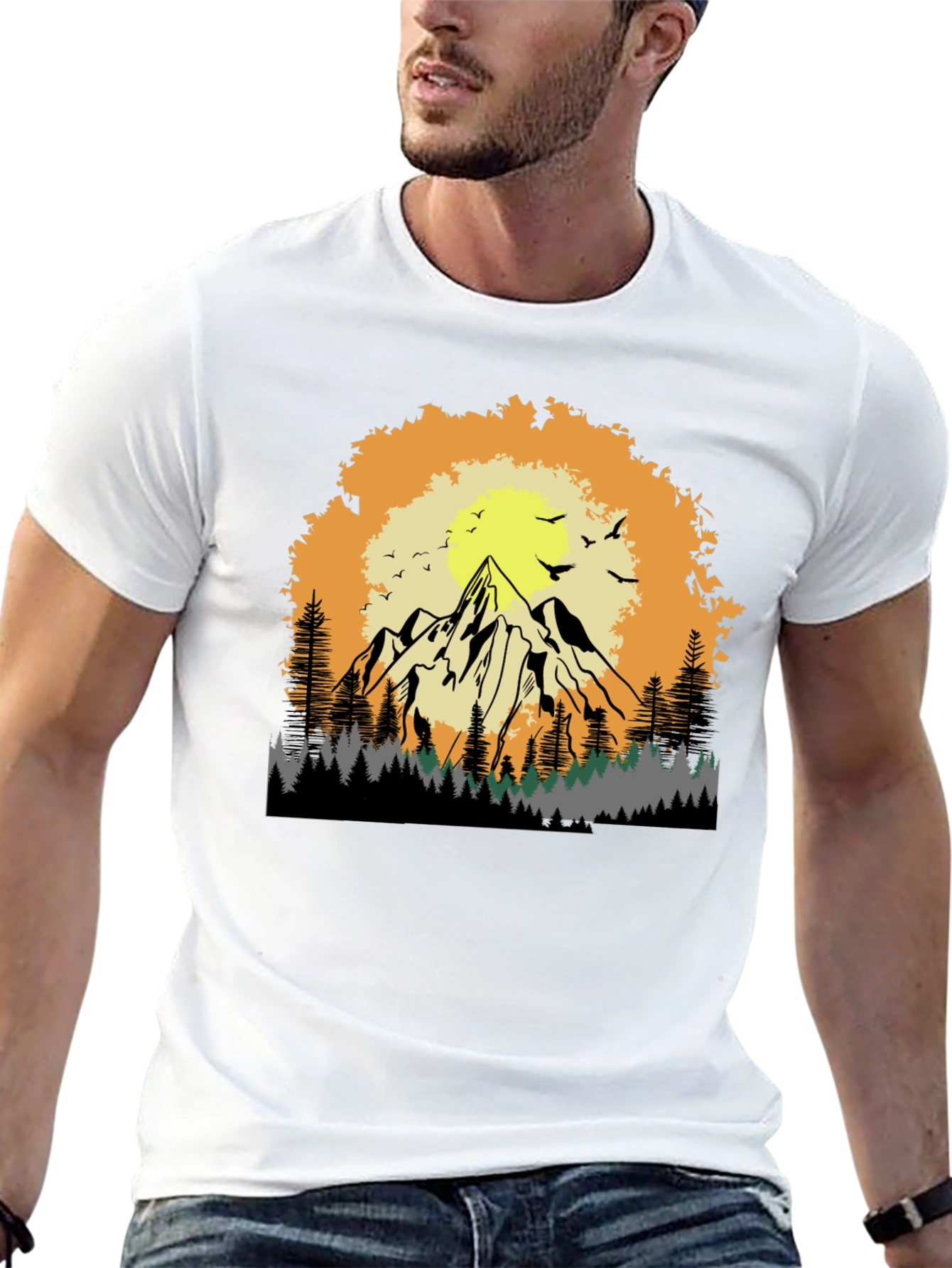 Mountain Sunset Graphic Tee - Adventure Awaits