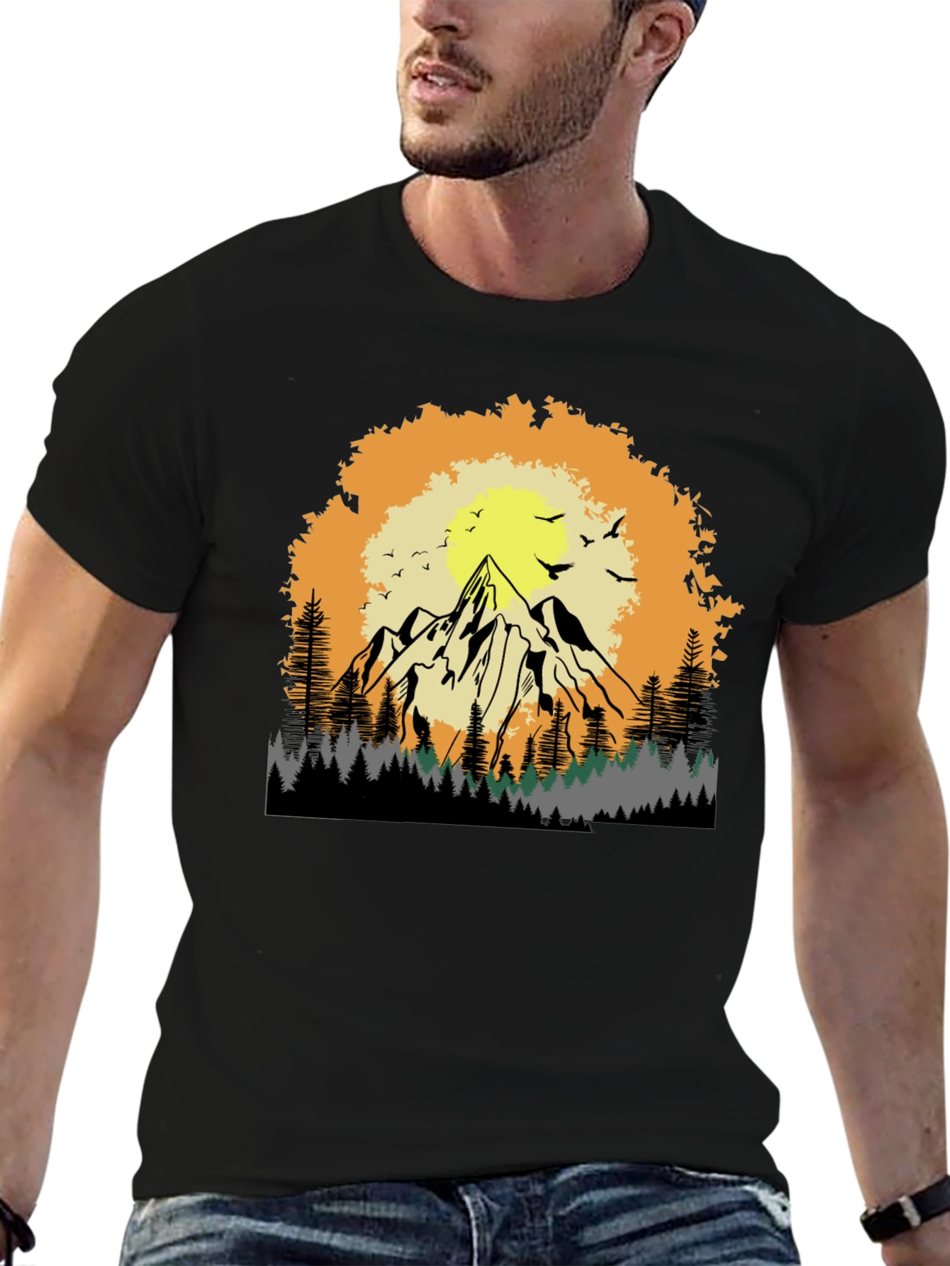 Mountain Sunset Graphic Tee - Adventure Awaits