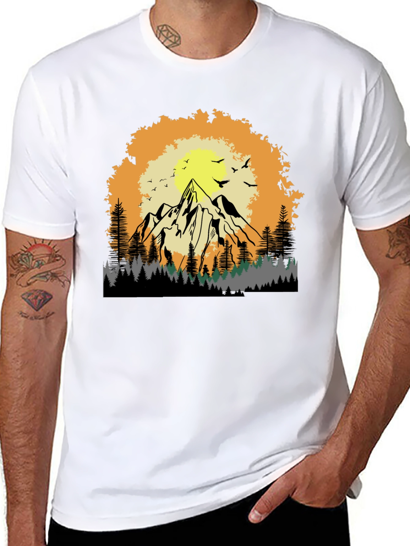 Mountain Sunset Graphic Tee - Adventure Awaits