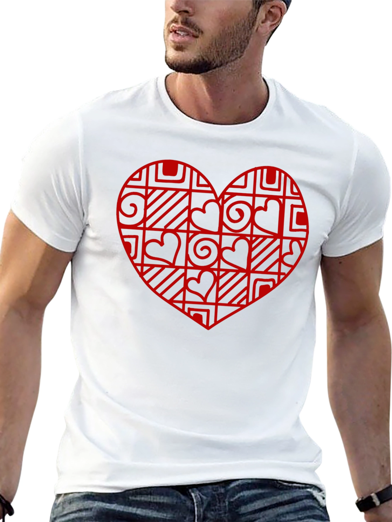 Geometric Heart Black T-Shirt
