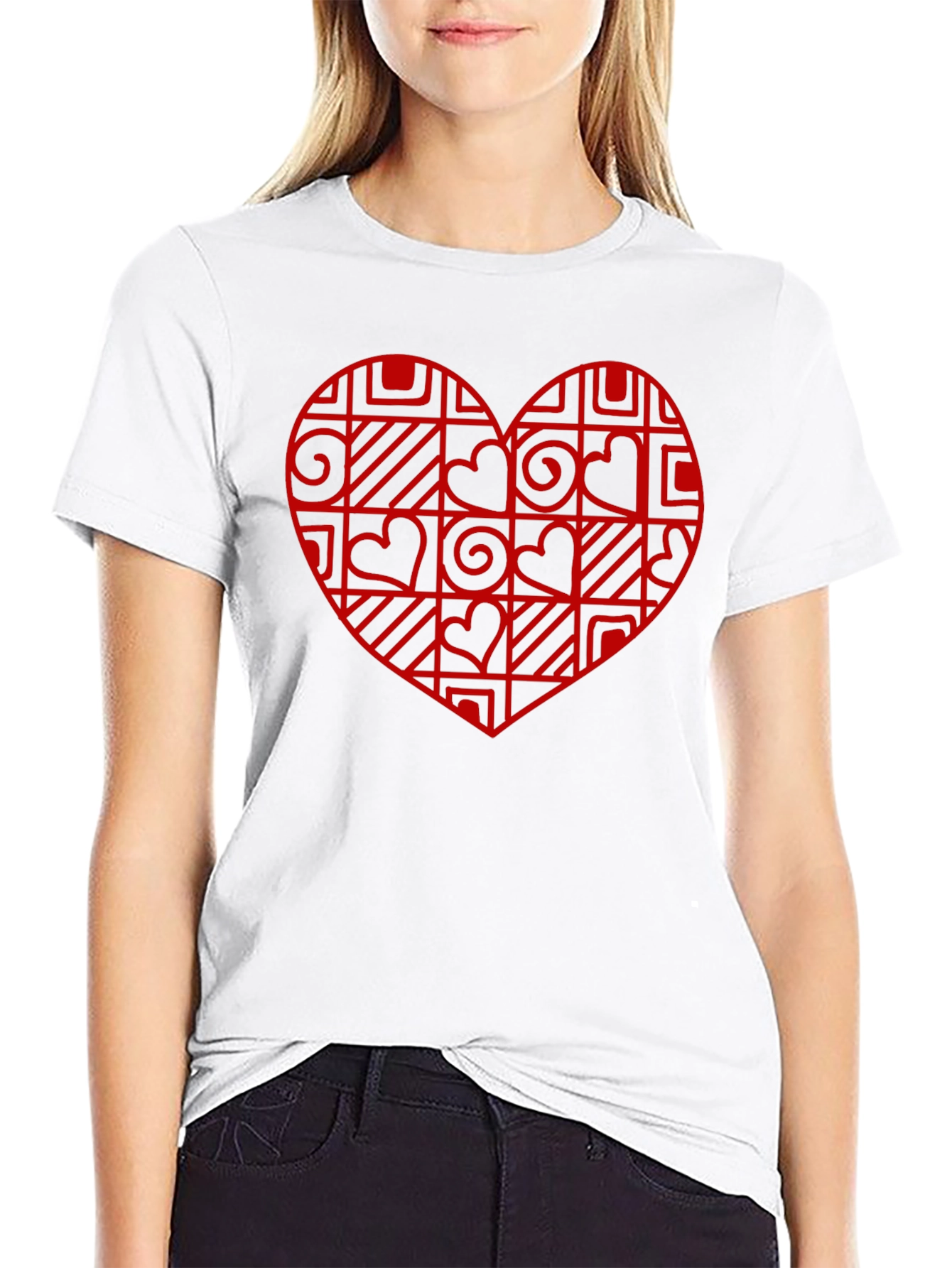 Geometric Heart Black T-Shirt