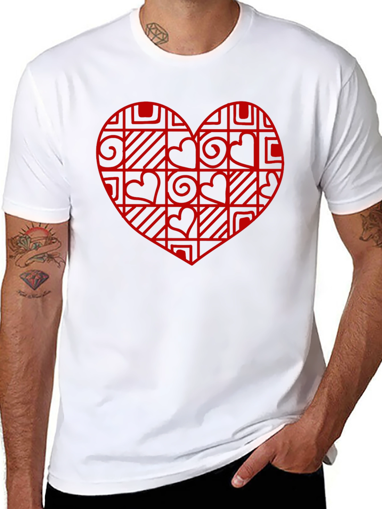 Geometric Heart Black T-Shirt