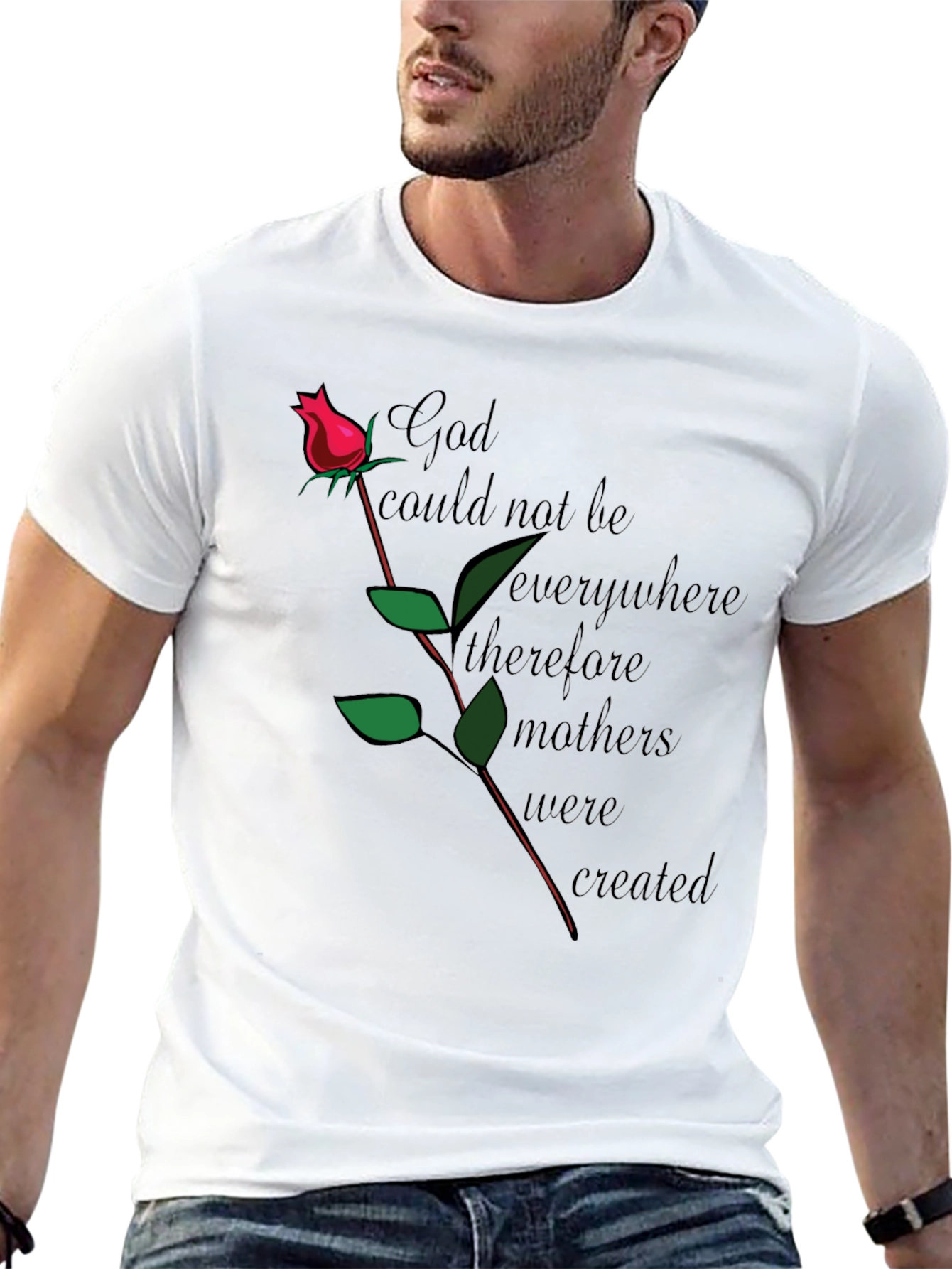 God Created Mothers Black Graphic T-Shirt