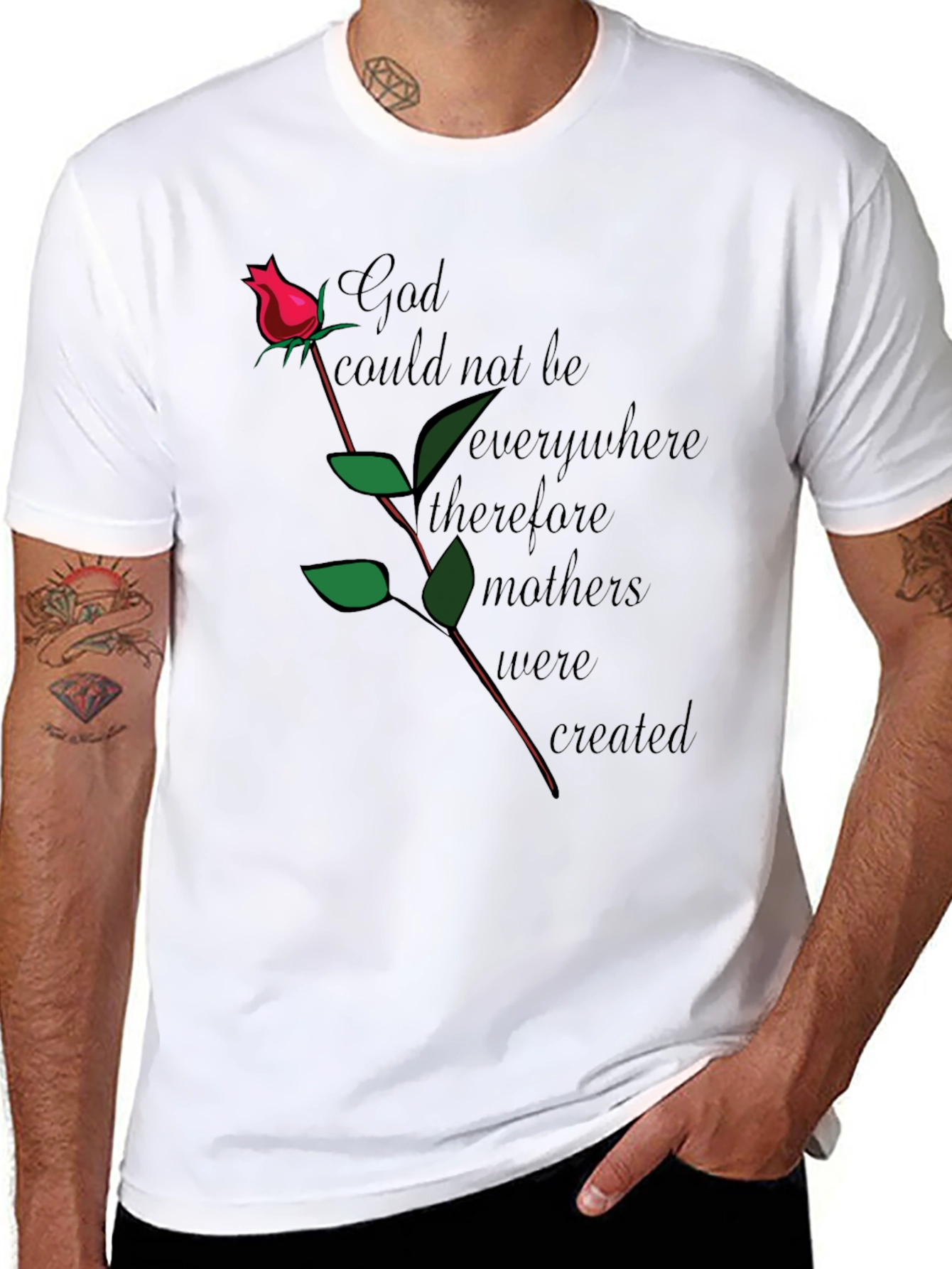 God Created Mothers Black Graphic T-Shirt
