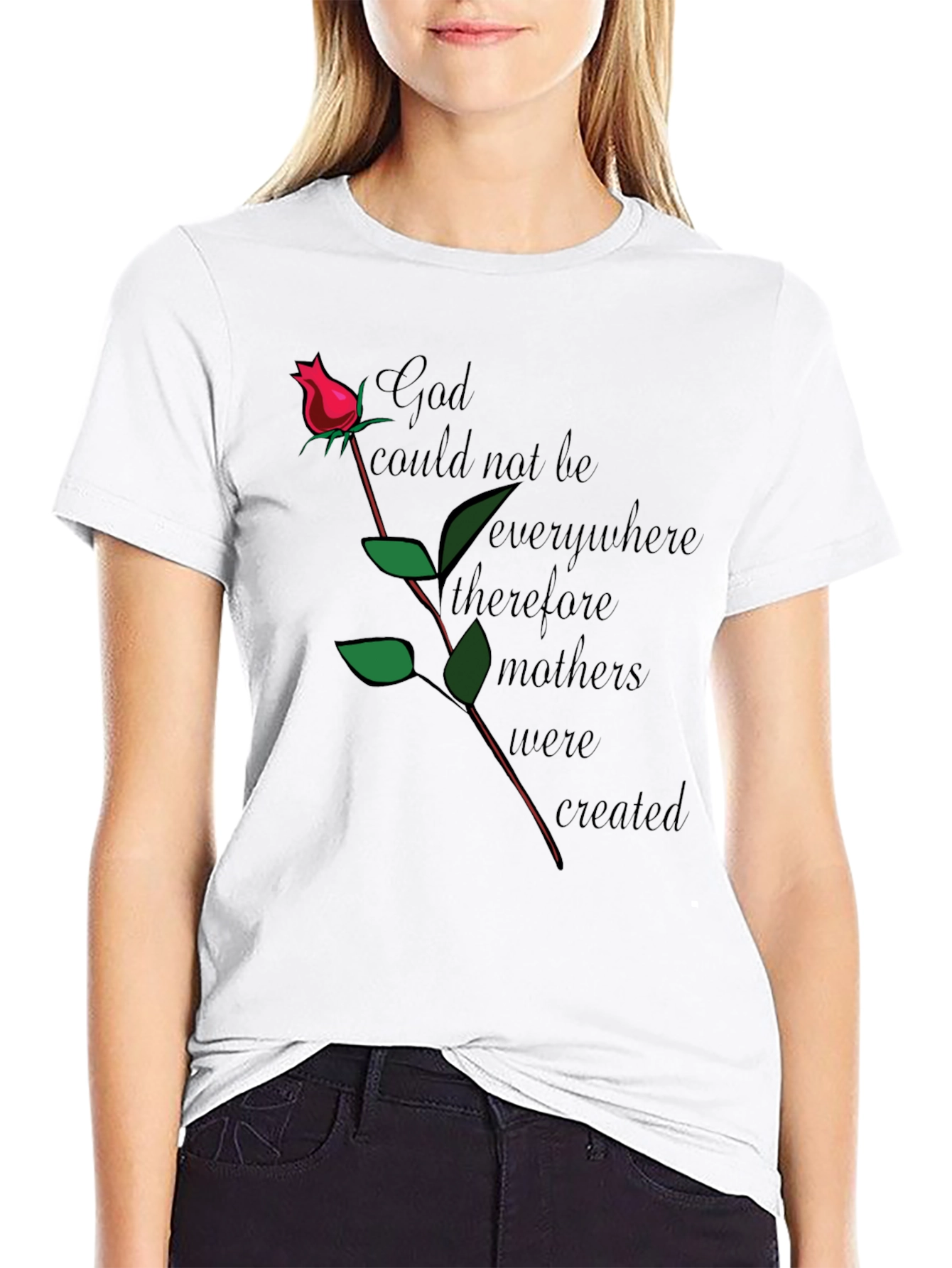 God Created Mothers Black Graphic T-Shirt