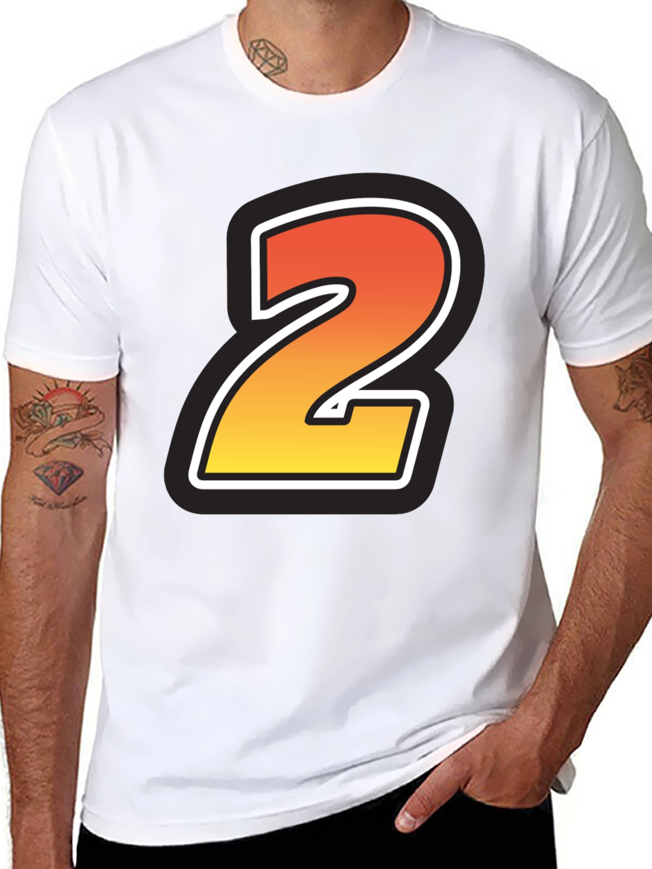 Number 2 Graphic Tee - Stylish Cotton Blend T-Shirt