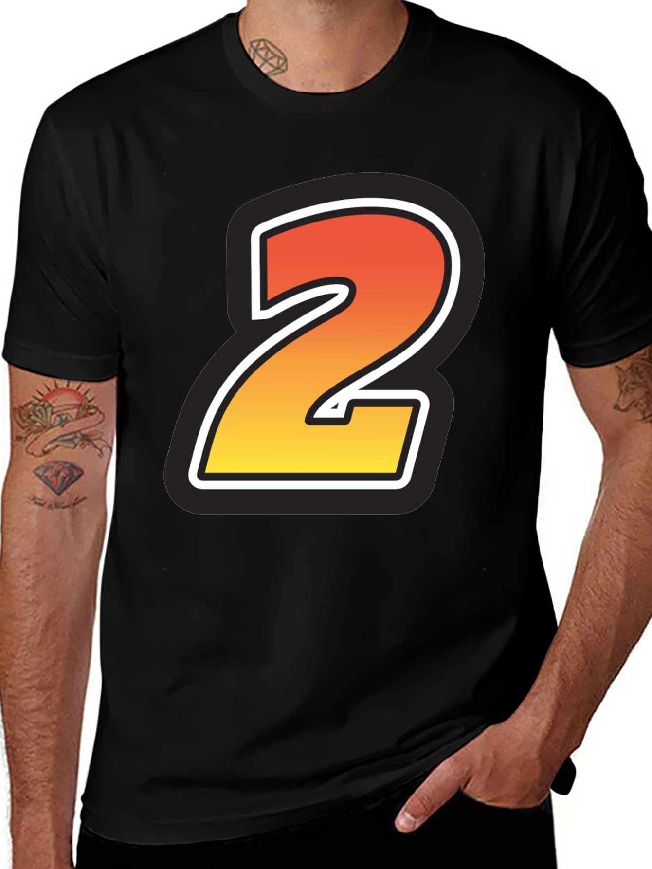 Number 2 Graphic Tee - Stylish Cotton Blend T-Shirt
