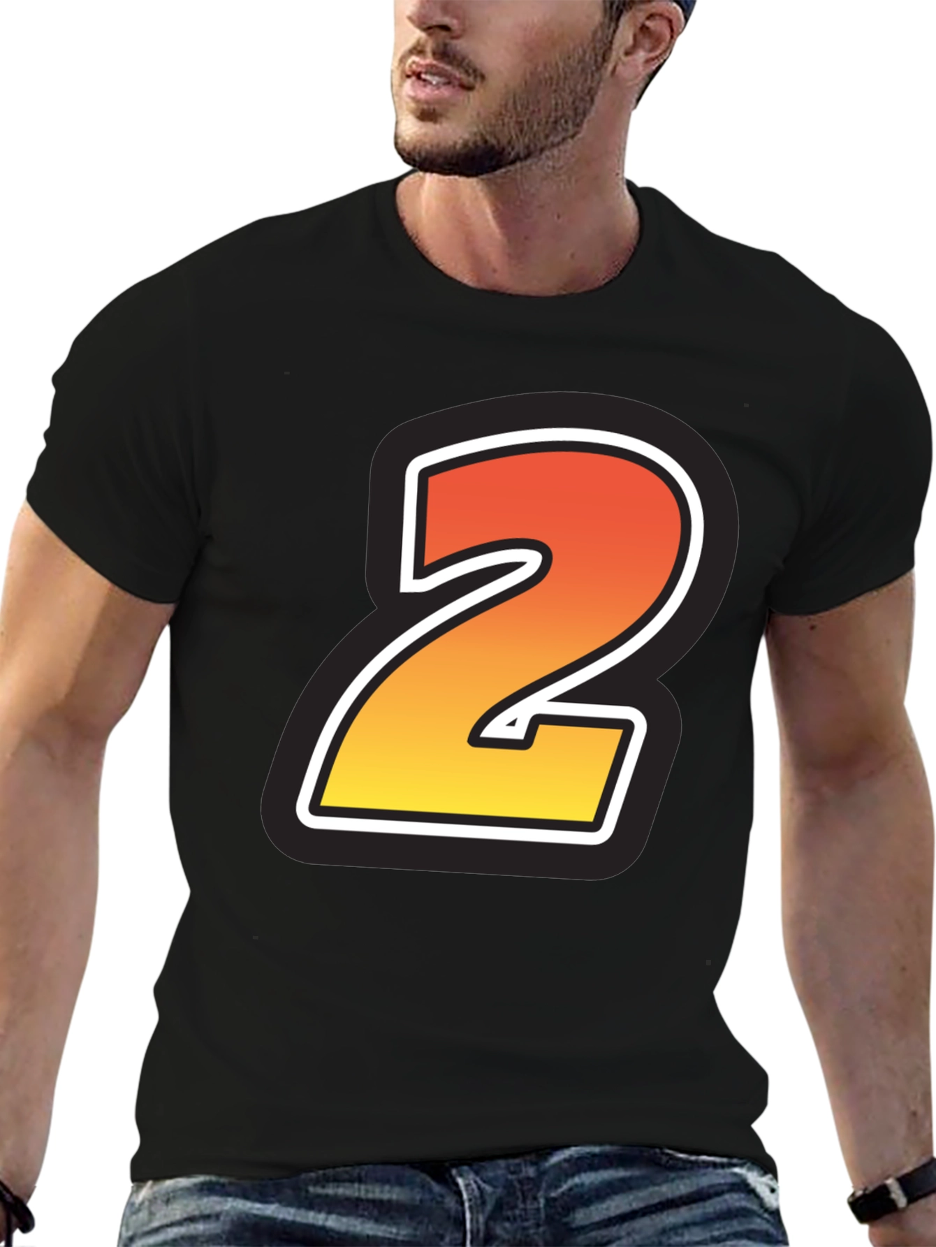 Number 2 Graphic Tee - Stylish Cotton Blend T-Shirt
