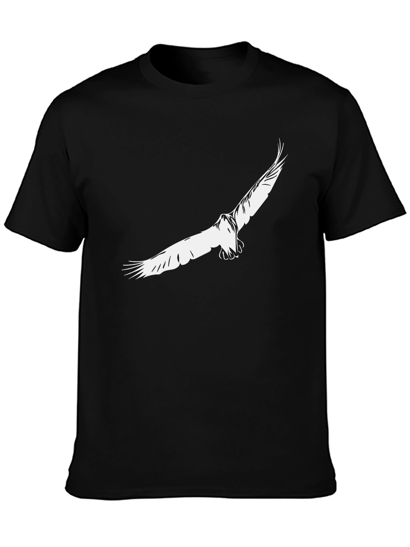 Mens Black T-Shirt with Eagle Print