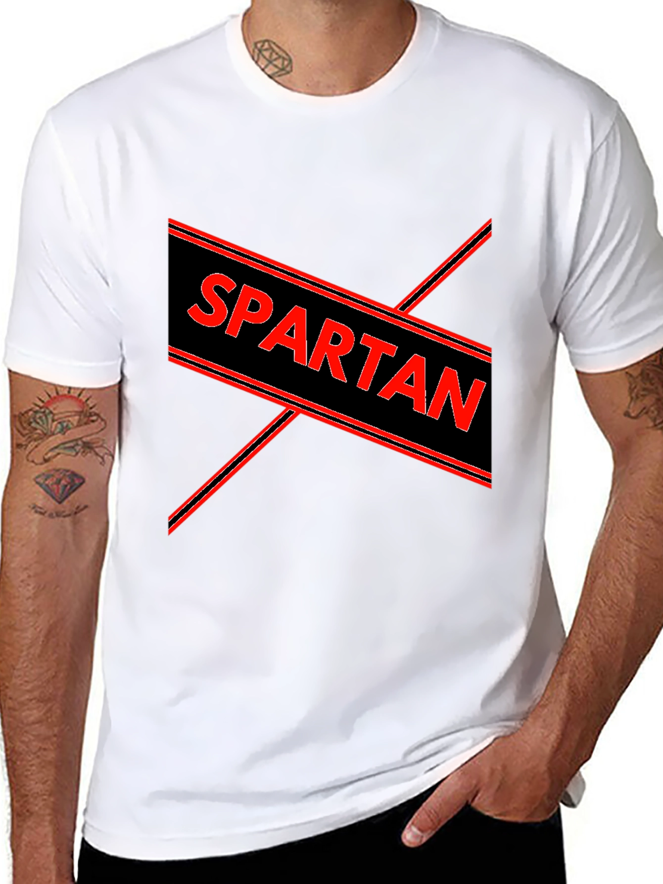 Spartan Graphic Print Black T-Shirt