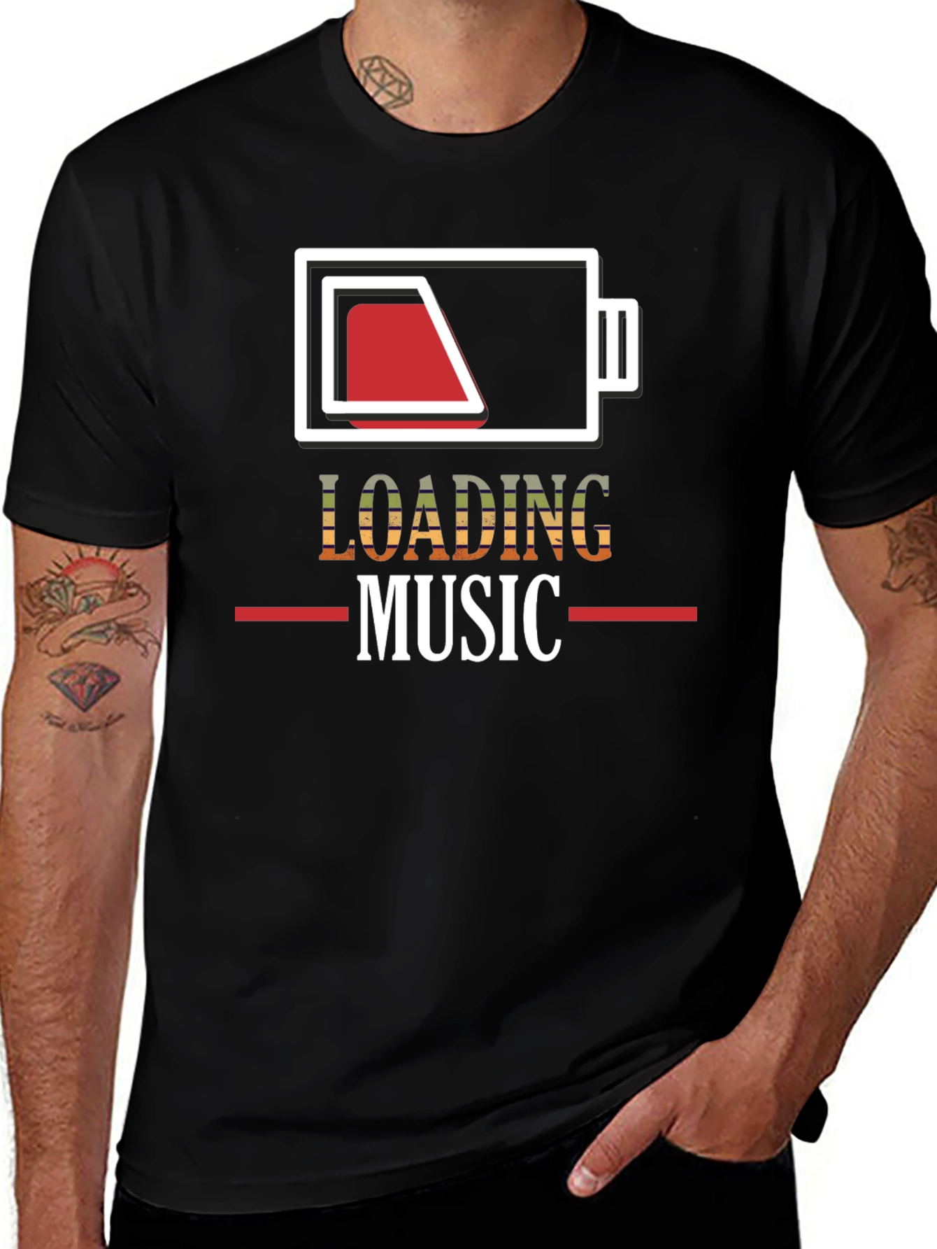 Loading Music Battery Graphic T-Shirt