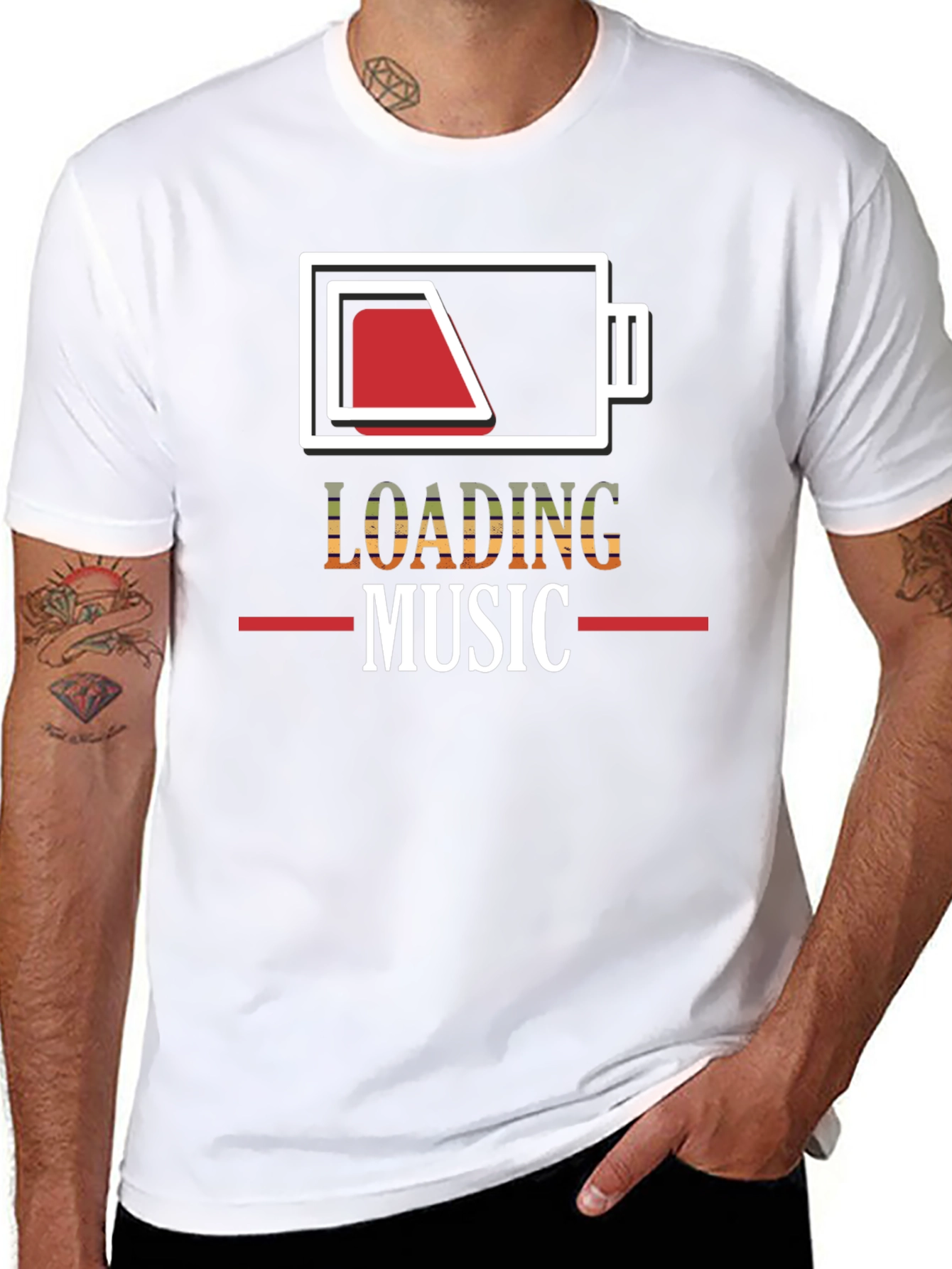 Loading Music Battery Graphic T-Shirt