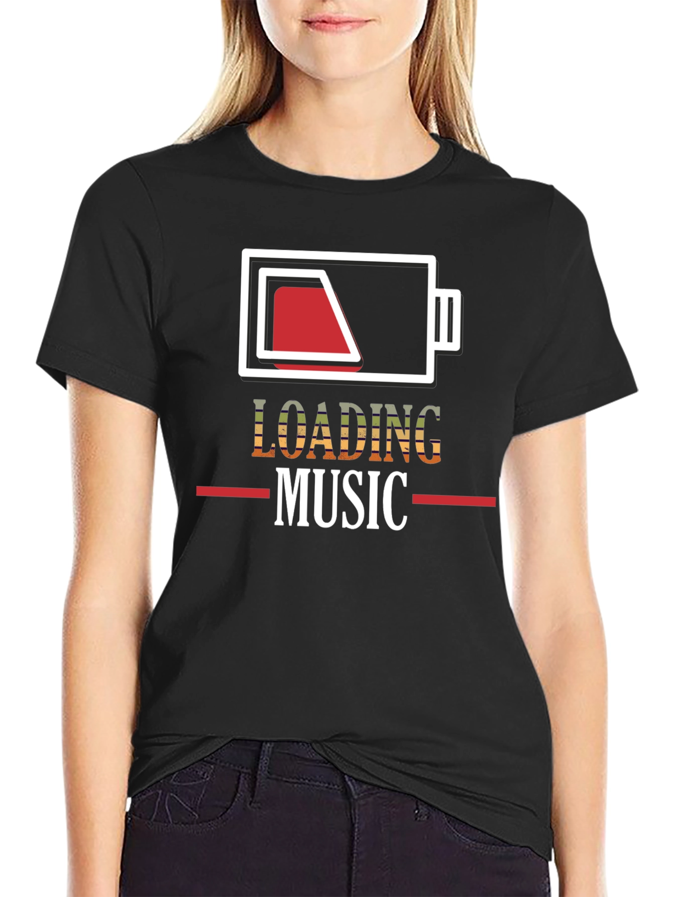 Loading Music Battery Graphic T-Shirt