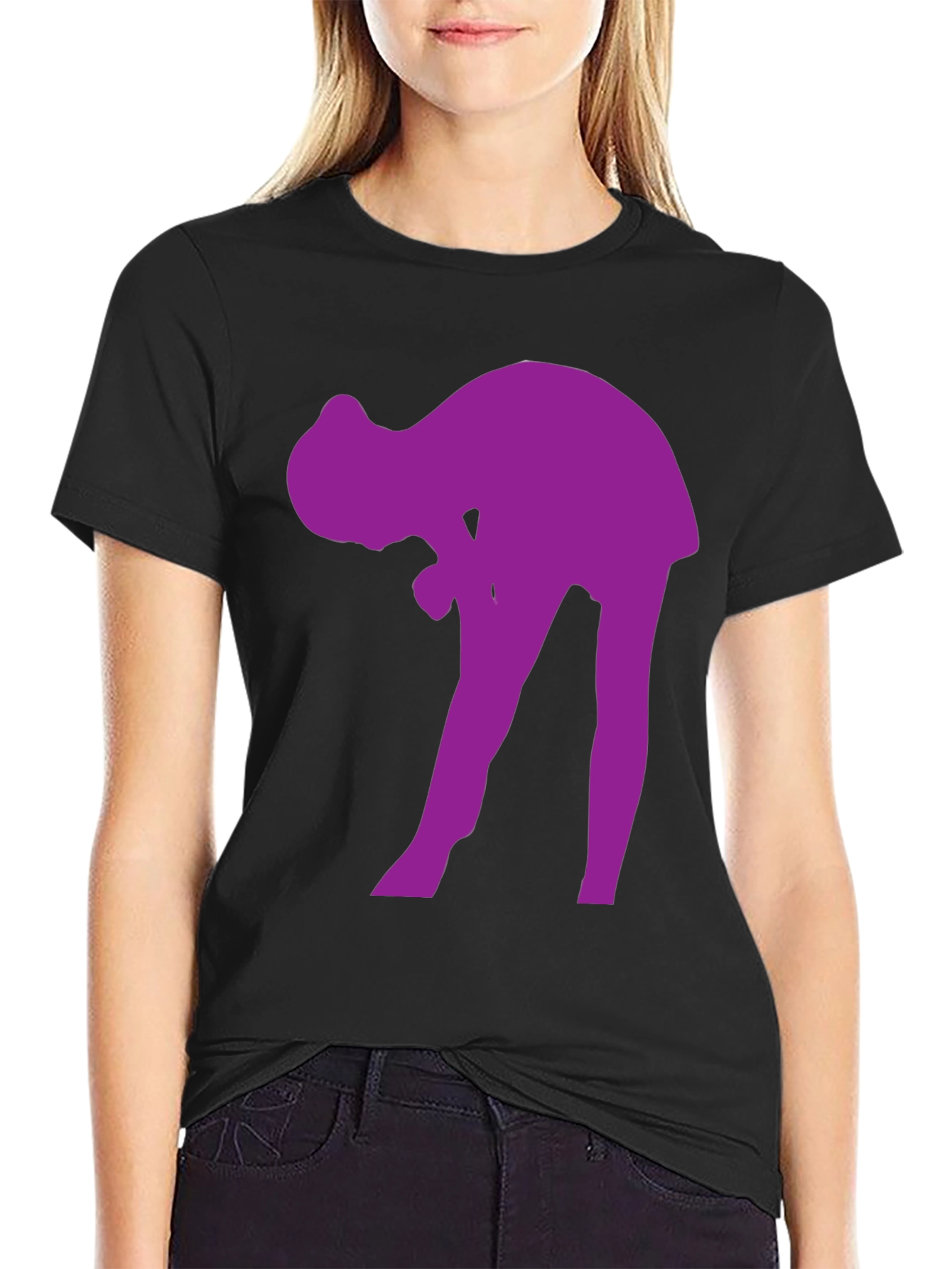 Purple Silhouette Graphic Black T-Shirt