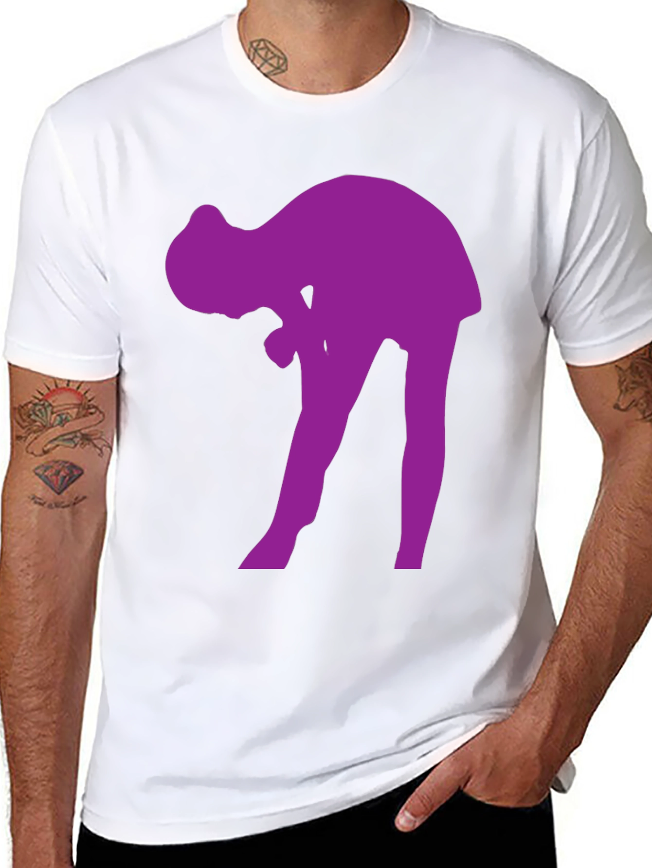 Purple Silhouette Graphic Black T-Shirt