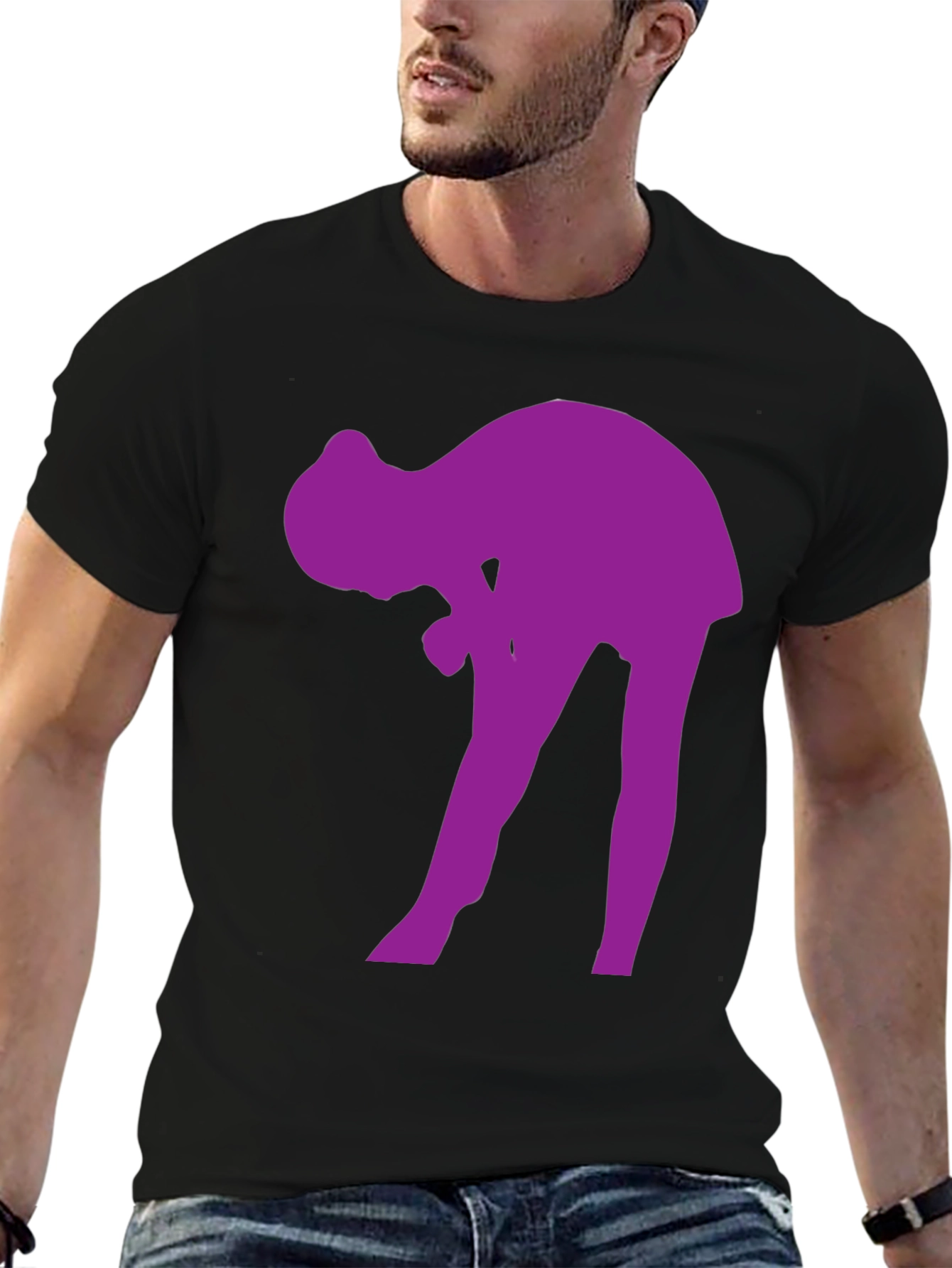 Purple Silhouette Graphic Black T-Shirt