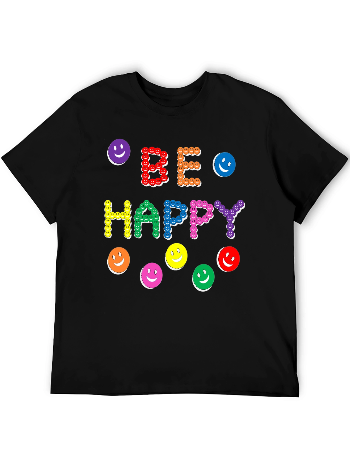 Be Happy Smiley Face Graphic Tee
