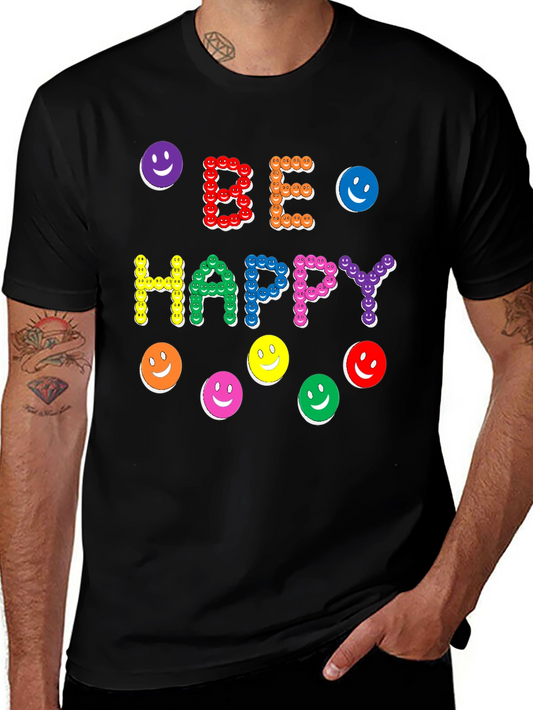 Be Happy Smiley Face Graphic Tee