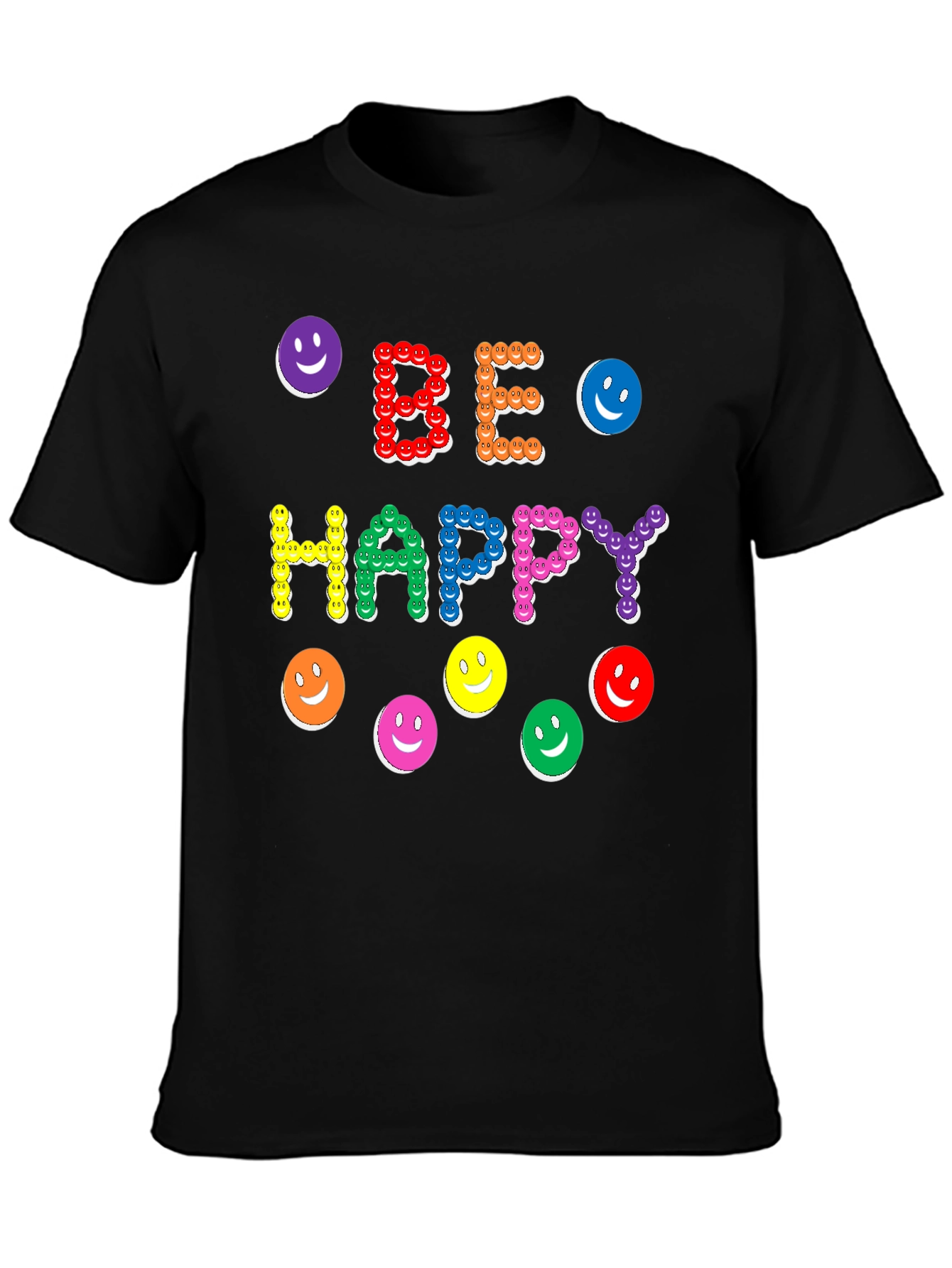 Be Happy Smiley Face Graphic Tee