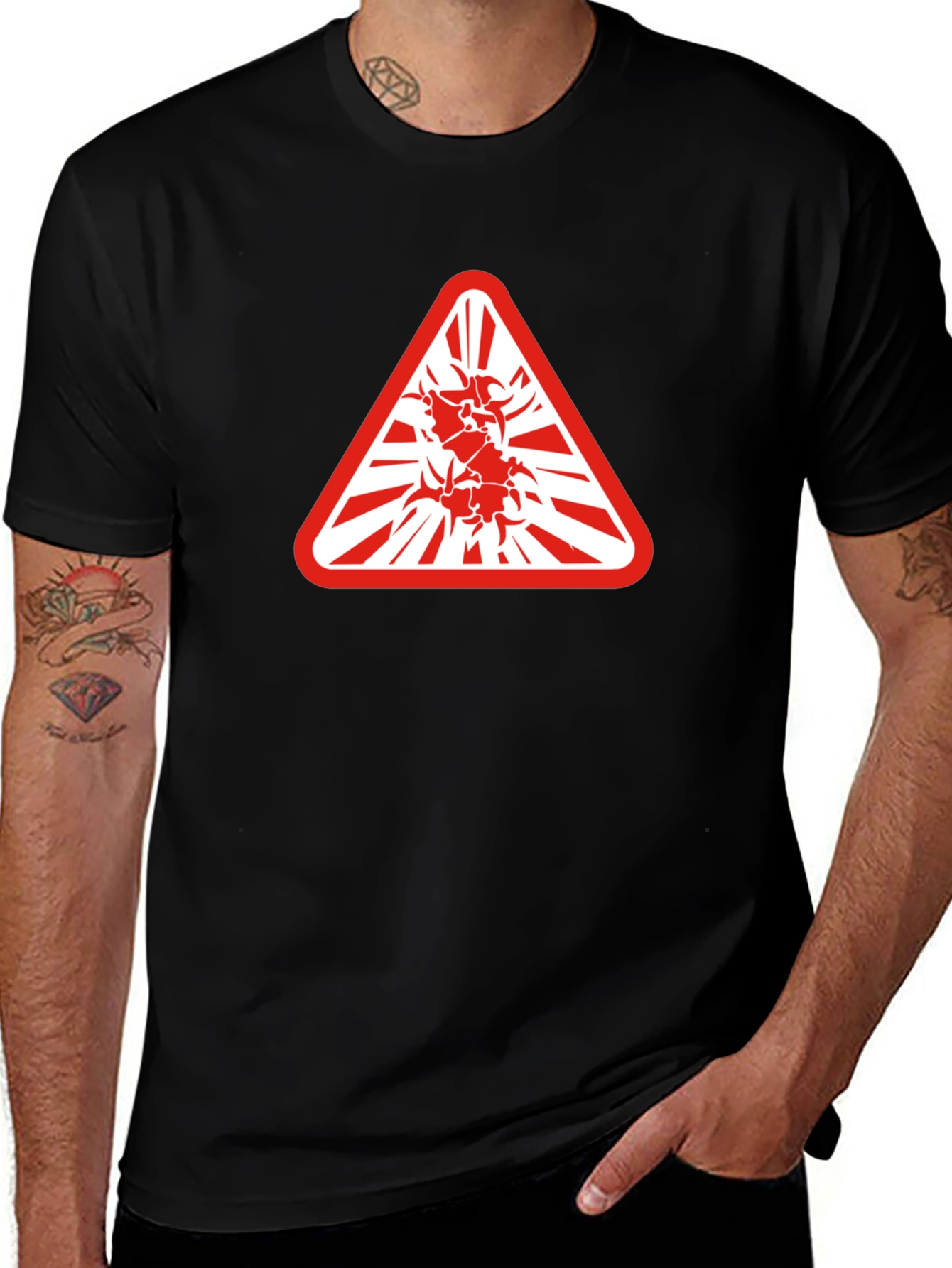 Hazard Symbol Graphic Tee - Edgy & Bold Style