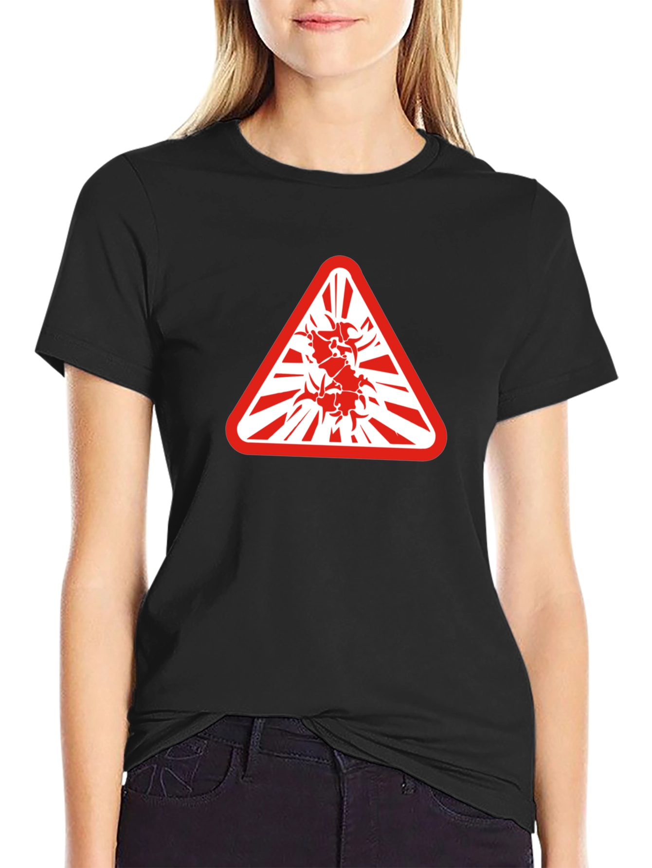 Hazard Symbol Graphic Tee - Edgy & Bold Style